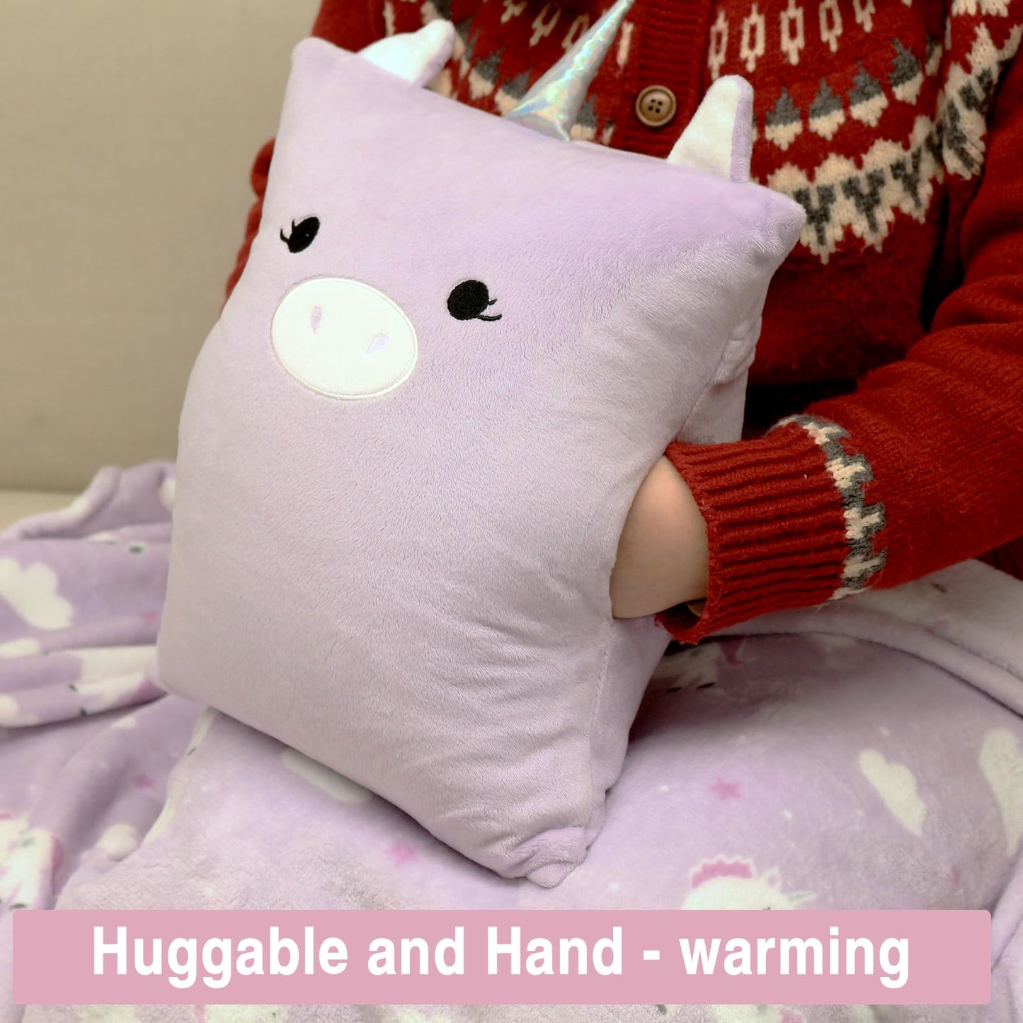 VigorSpring 3-in-1 Kids Travel Pillow & Blanket Set | Unicorn 60x40 Blanket & 15x12 Pillow