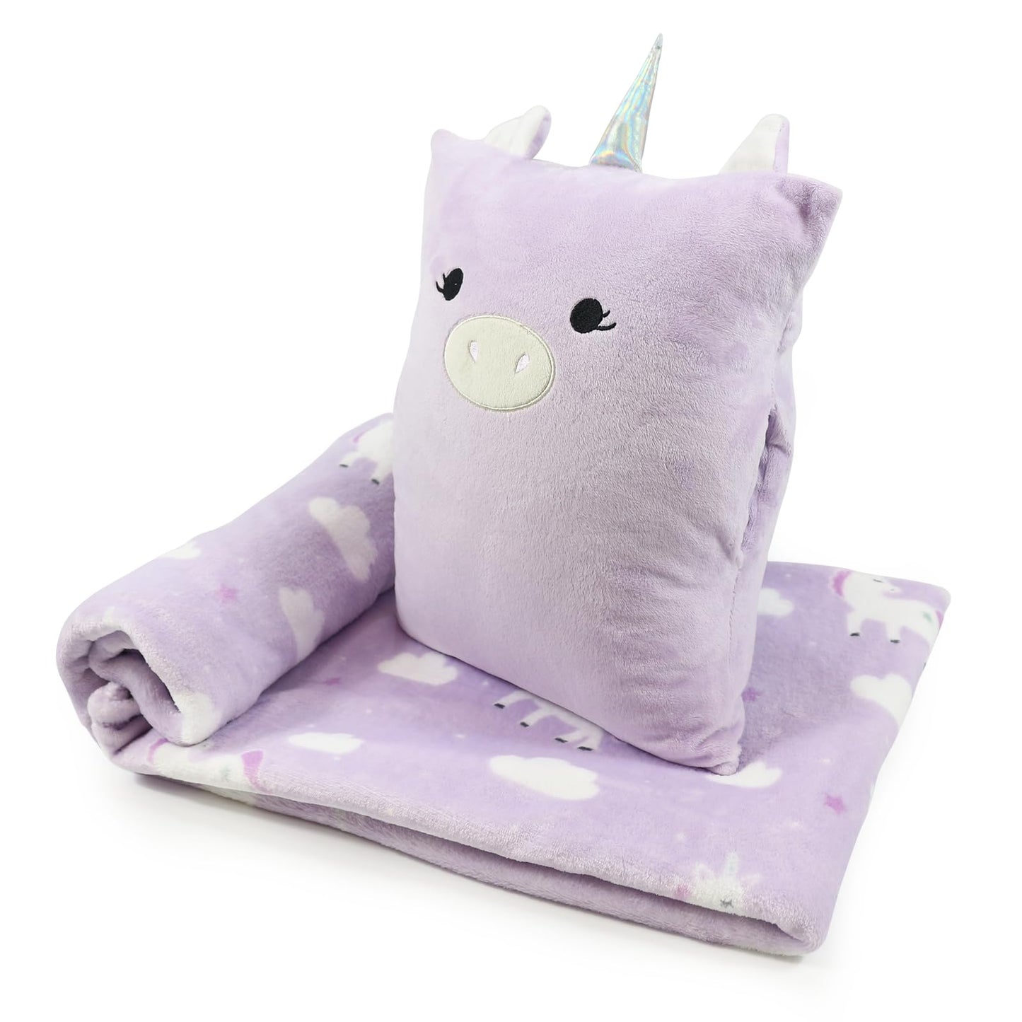 VigorSpring 3-in-1 Kids Travel Pillow & Blanket Set | Unicorn 60x40 Blanket & 15x12 Pillow