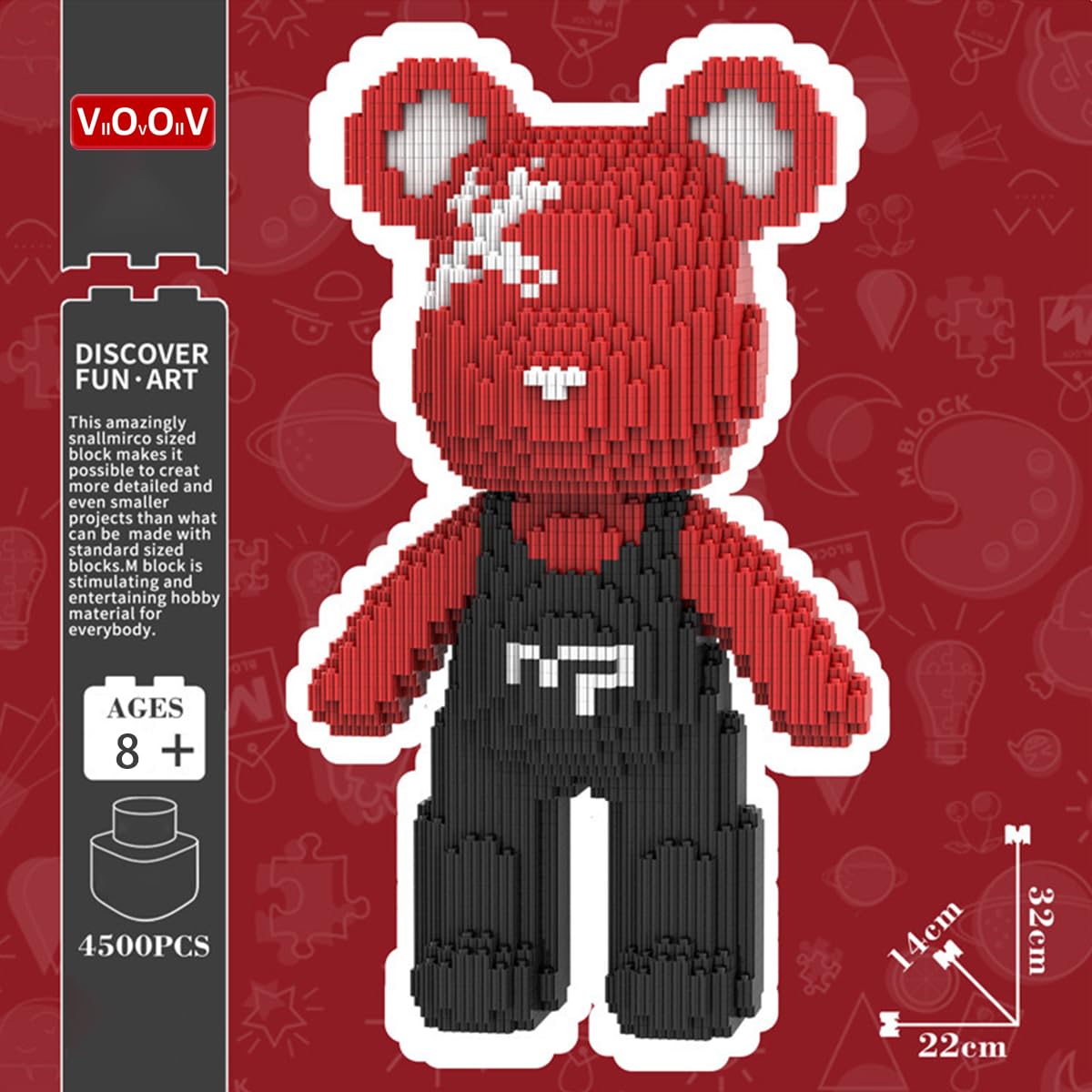 VIIOVOIIV Teddy Red Bear Micro Building Blocks Set 4500 Piece – Winktoys Christmas Gift for Adults and Kids
