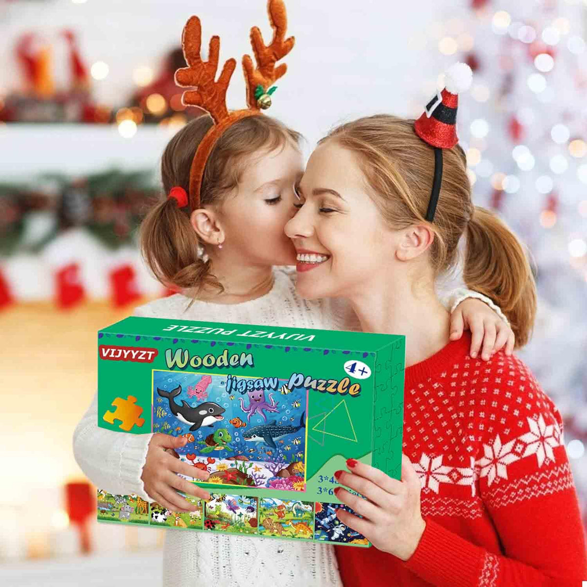 VIJYYZT 6-Pack Wooden Jigsaw Puzzles for Kids Aged 4-8 — 48–60 Pieces Each