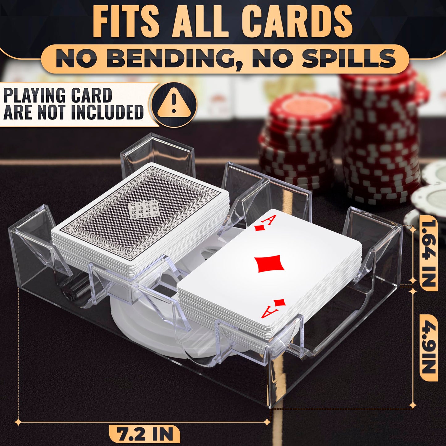 VIKROM Playing Cards Holder Rotating 360° – Compact 2-Deck Tray for Poker, Canasta & More | Valentine’s Gift
