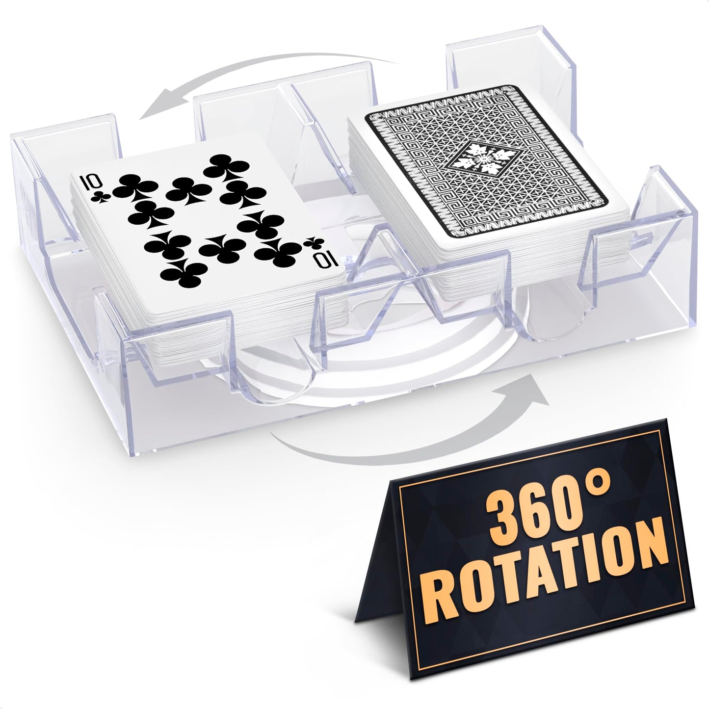 VIKROM Playing Cards Holder Rotating 360° – Compact 2-Deck Tray for Poker, Canasta & More | Valentine’s Gift