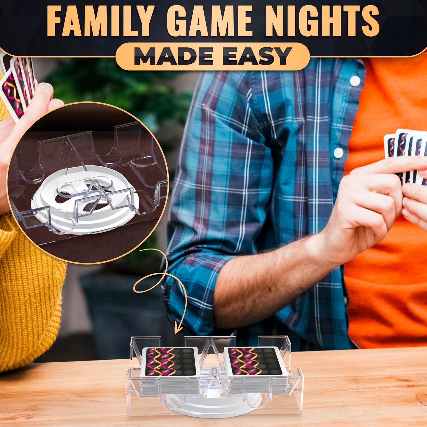 VIKROM Playing Cards Holder Rotating 360° – Compact 2-Deck Tray for Poker, Canasta & More | Valentine’s Gift