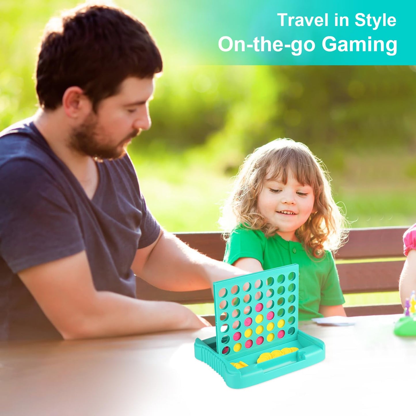 Vikutu 4 in a Row Connect Game – Travel-Friendly 9 x 7.4 in Green