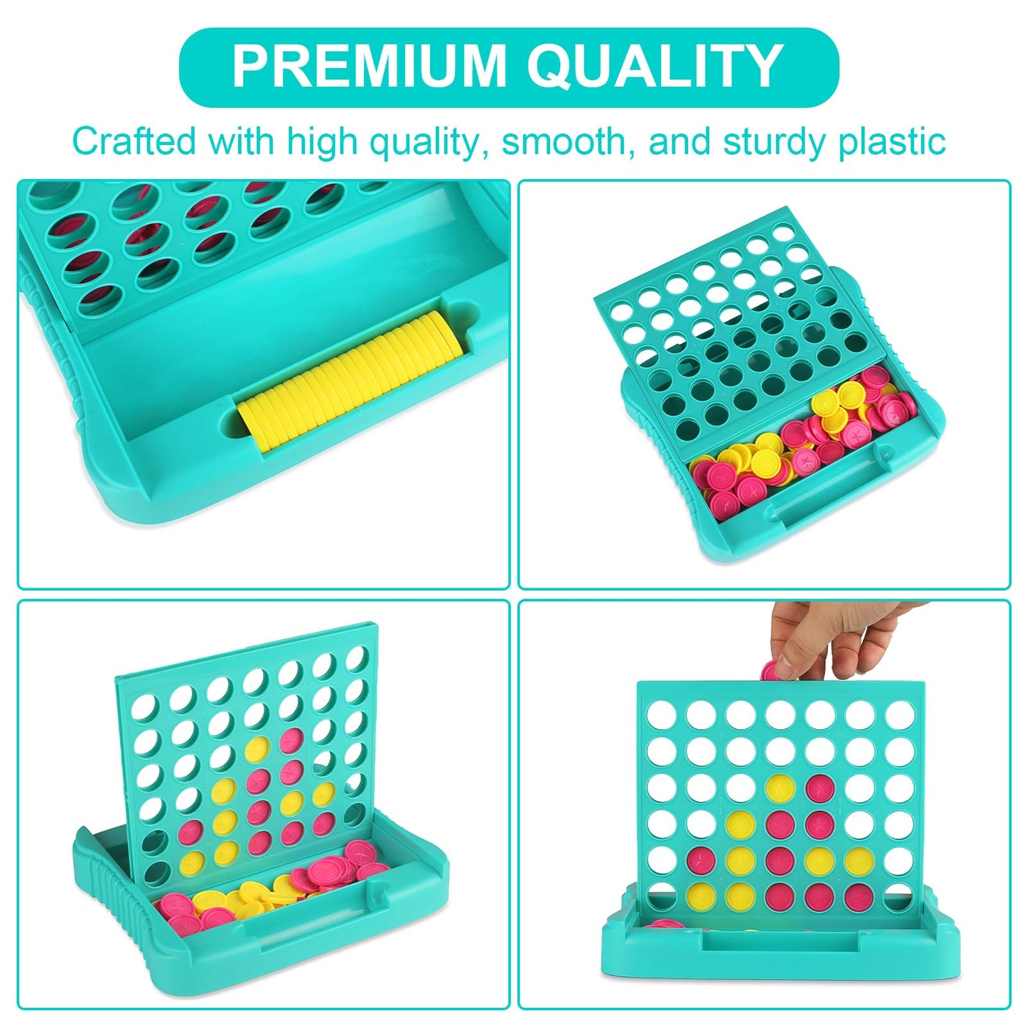 Vikutu 4 in a Row Connect Game – Travel-Friendly 9 x 7.4 in Green
