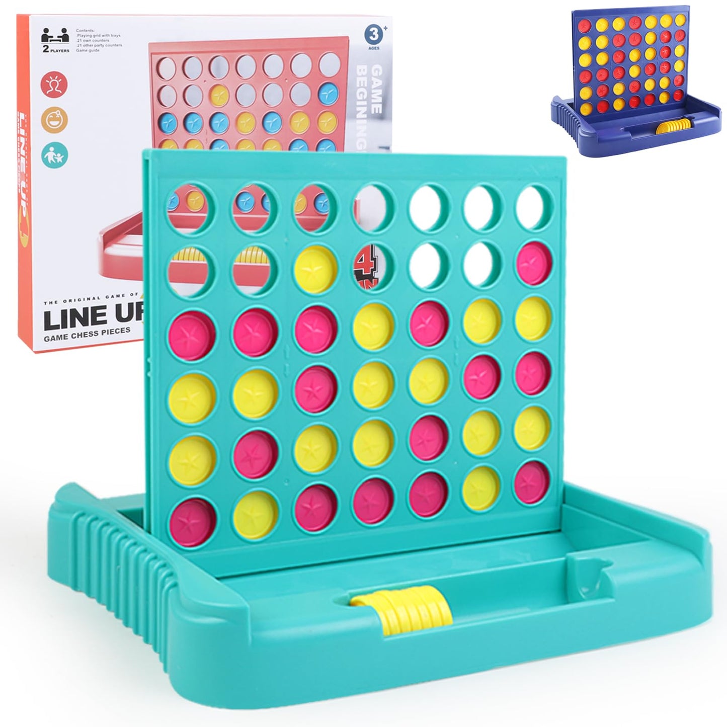 Vikutu 4 in a Row Connect Game – Travel-Friendly 9 x 7.4 in Green