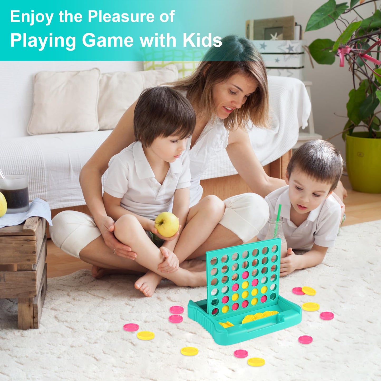 Vikutu 4 in a Row Connect Game – Travel-Friendly 9 x 7.4 in Green