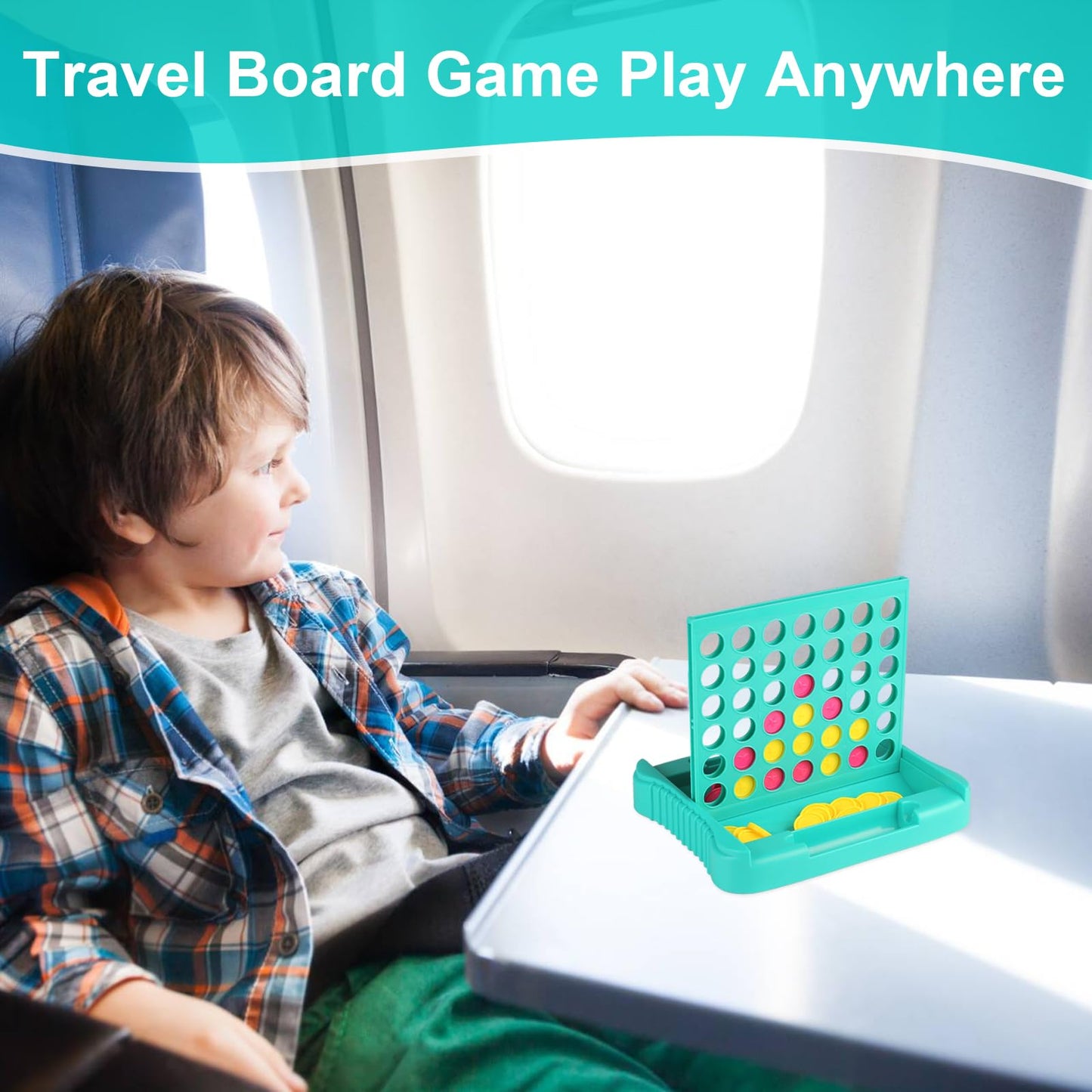 Vikutu 4 in a Row Connect Game – Travel-Friendly 9 x 7.4 in Green
