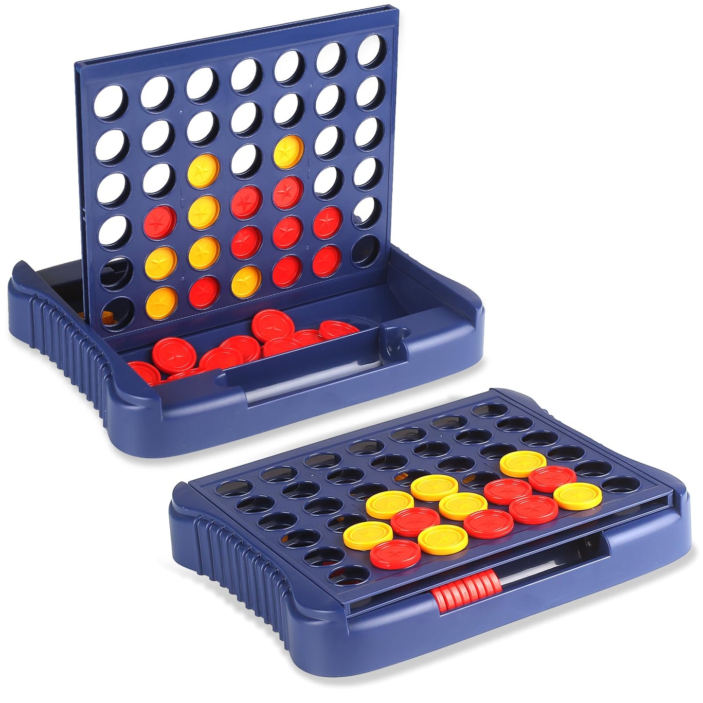 Vikutu 4 in a Row Connect Game – Travel Board Game for Kids & Adults, 9 x 7.4 in, Blue