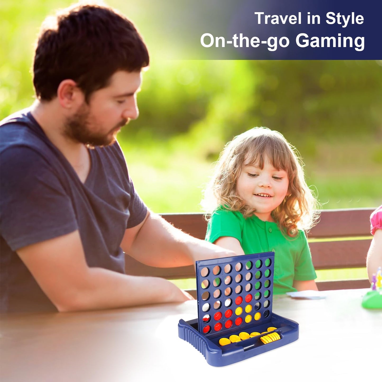Vikutu 4 in a Row Connect Game – Travel Board Game for Kids & Adults, 9 x 7.4 in, Blue