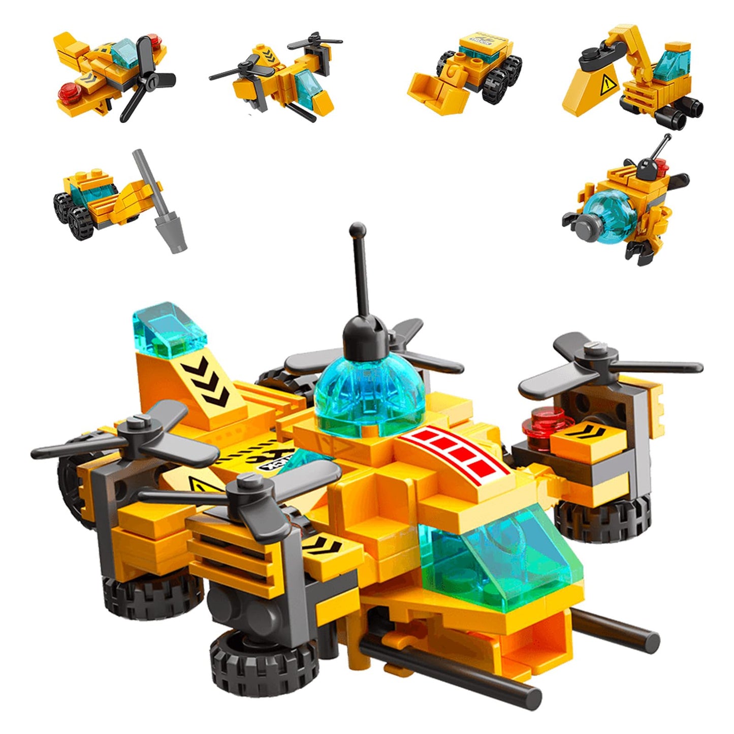 Vilbocr 136-Piece Urban Engineering Building Blocks Set - Build 7 Cool Models: Construction Airplane, Vehicles, Submarine & More | STEM Toys for Kids Ages 6-12 | Creative Gift for Boys & Girls