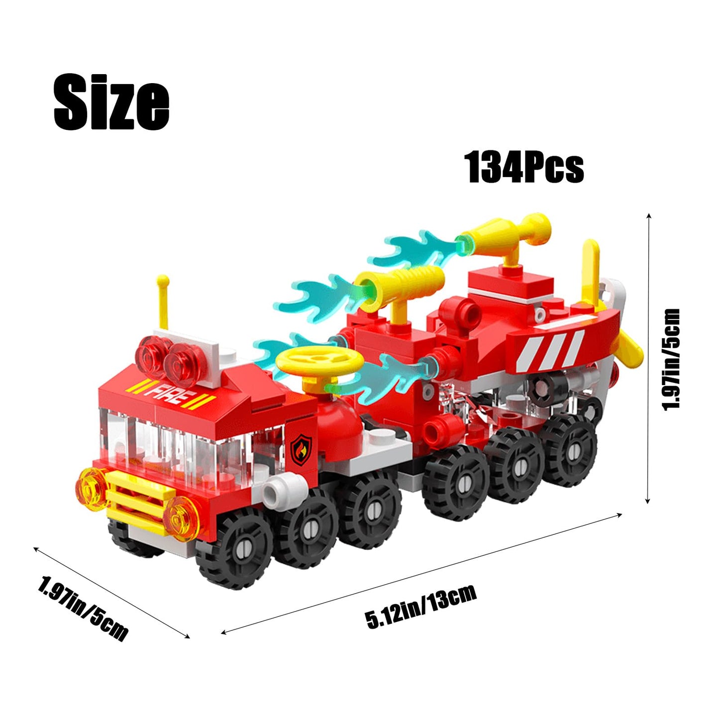 Vilbocr Forest Fire Truck Building Blocks (134-Piece) - 6-in-1 STEM Toy for Kids 6-12 | Fire Engine & Rescue Scene Construction Set