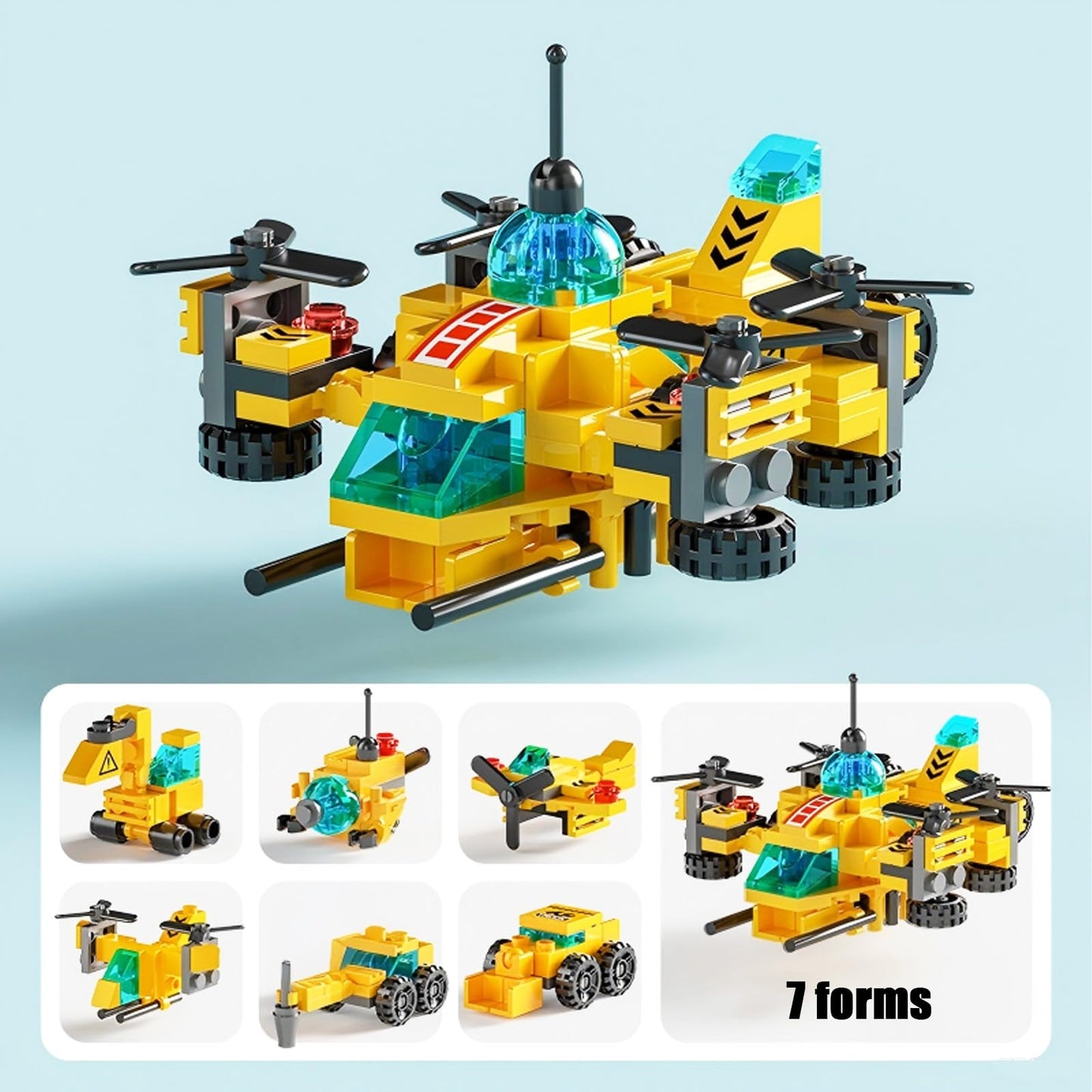 Vilbocr 136-Piece Urban Engineering Building Blocks Set - Build 7 Cool Models: Construction Airplane, Vehicles, Submarine & More | STEM Toys for Kids Ages 6-12 | Creative Gift for Boys & Girls