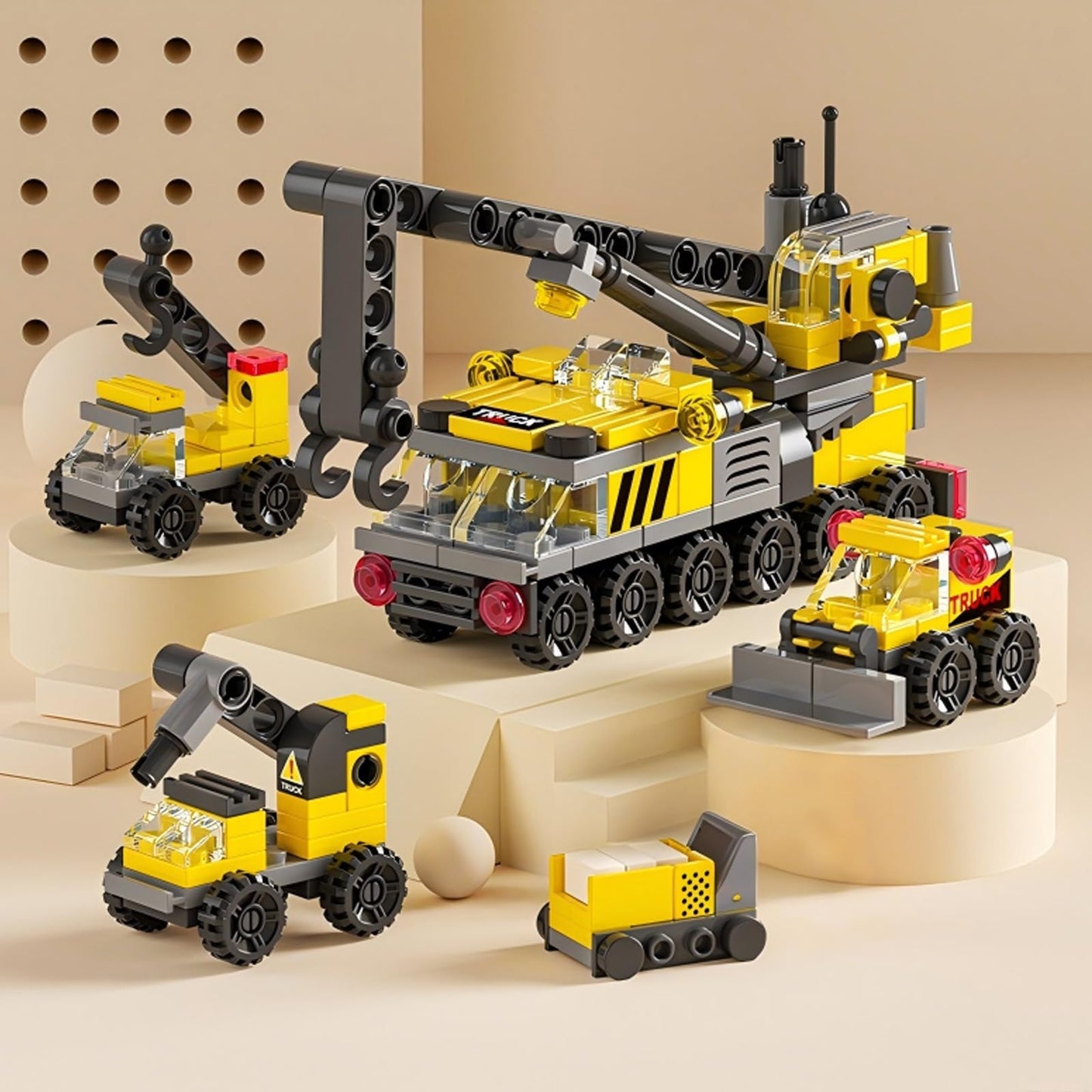 Vilbocr Rescue Construction Truck Building Blocks Set — 7 in 1 STEM Toy for Kids 6-12 | Fire Truck & Emergency Playset