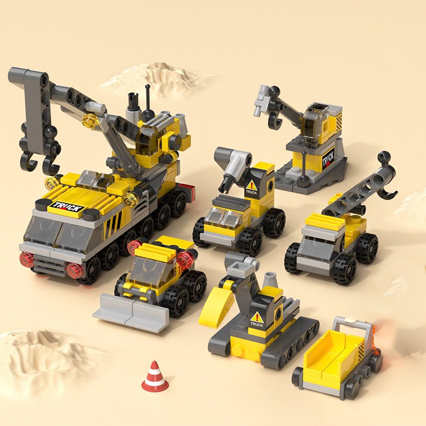Vilbocr Rescue Construction Truck Building Blocks Set — 7 in 1 STEM Toy for Kids 6-12 | Fire Truck & Emergency Playset