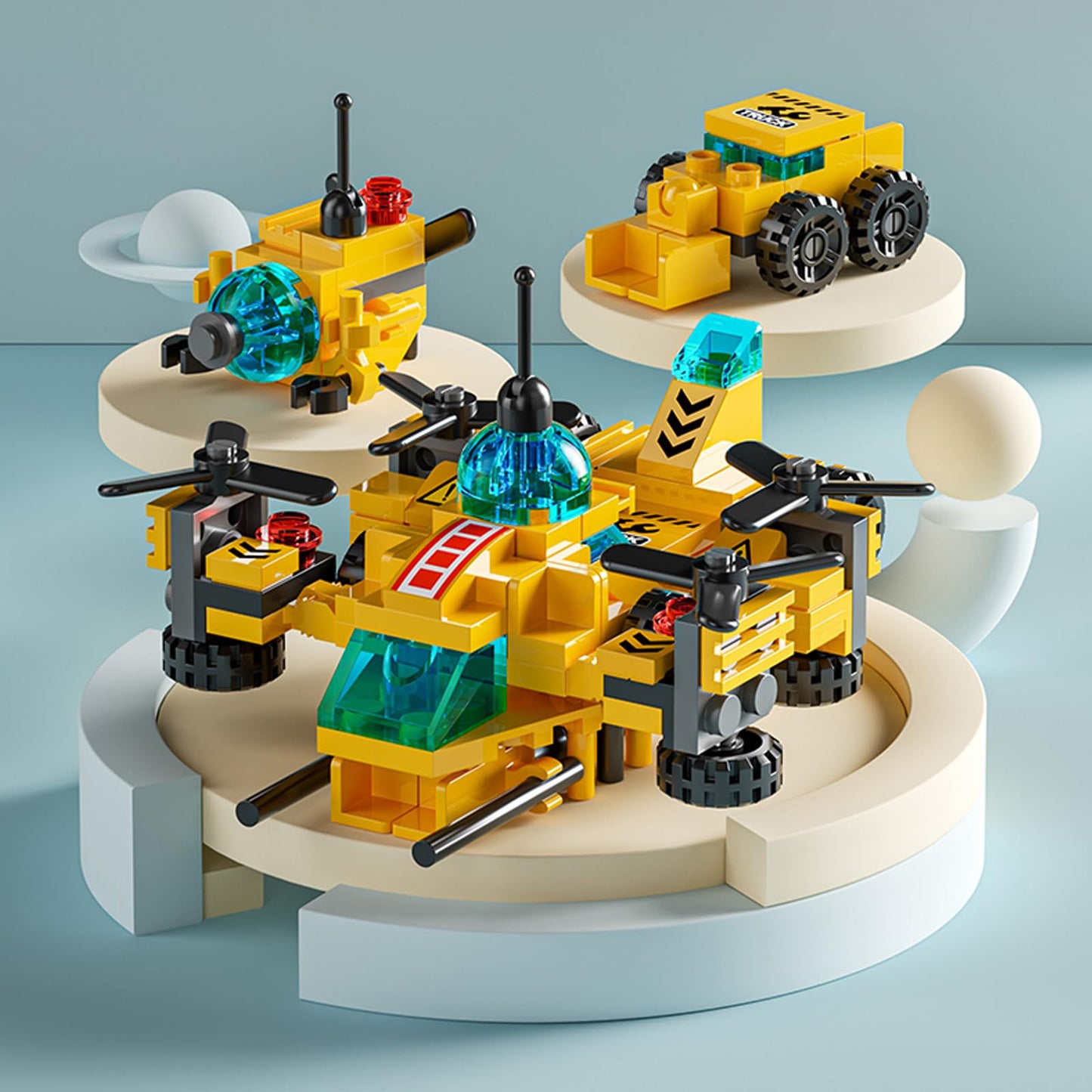 Vilbocr 136-Piece Urban Engineering Building Blocks Set - Build 7 Cool Models: Construction Airplane, Vehicles, Submarine & More | STEM Toys for Kids Ages 6-12 | Creative Gift for Boys & Girls