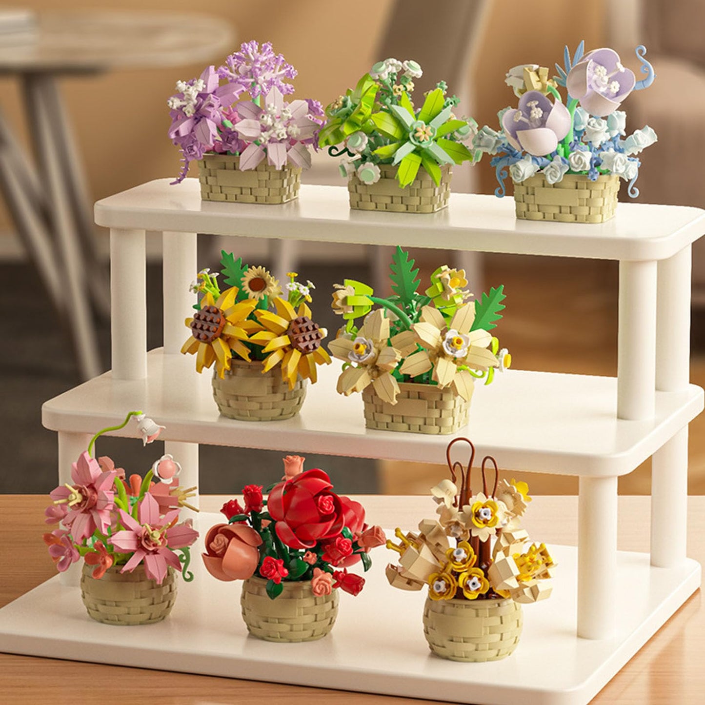 Vilbocr Mini Flowers Building Block Set – Flower Blocks Toys, Violet Botanical Collection, 201 Pcs