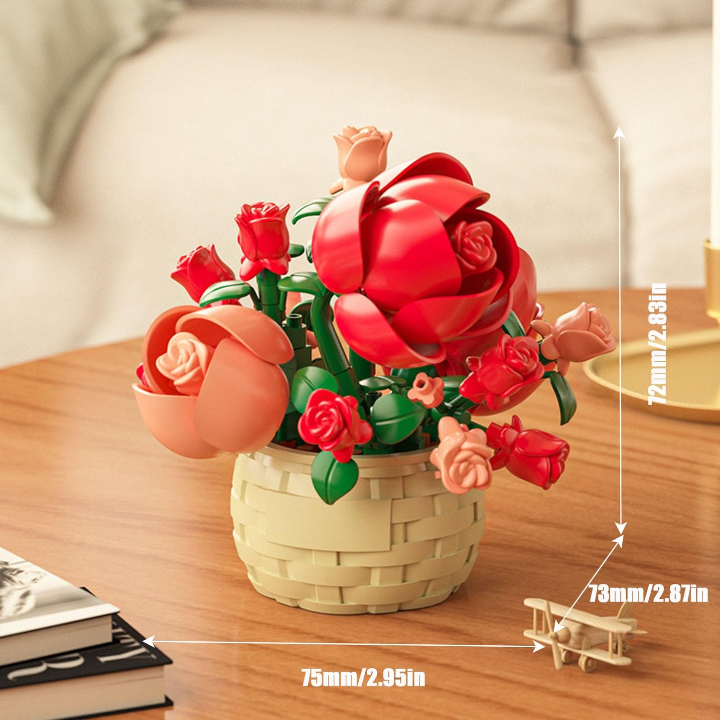 Vilbocr Mini Flowers Building Block Set – Rose 128pcs, Botanical Blooms