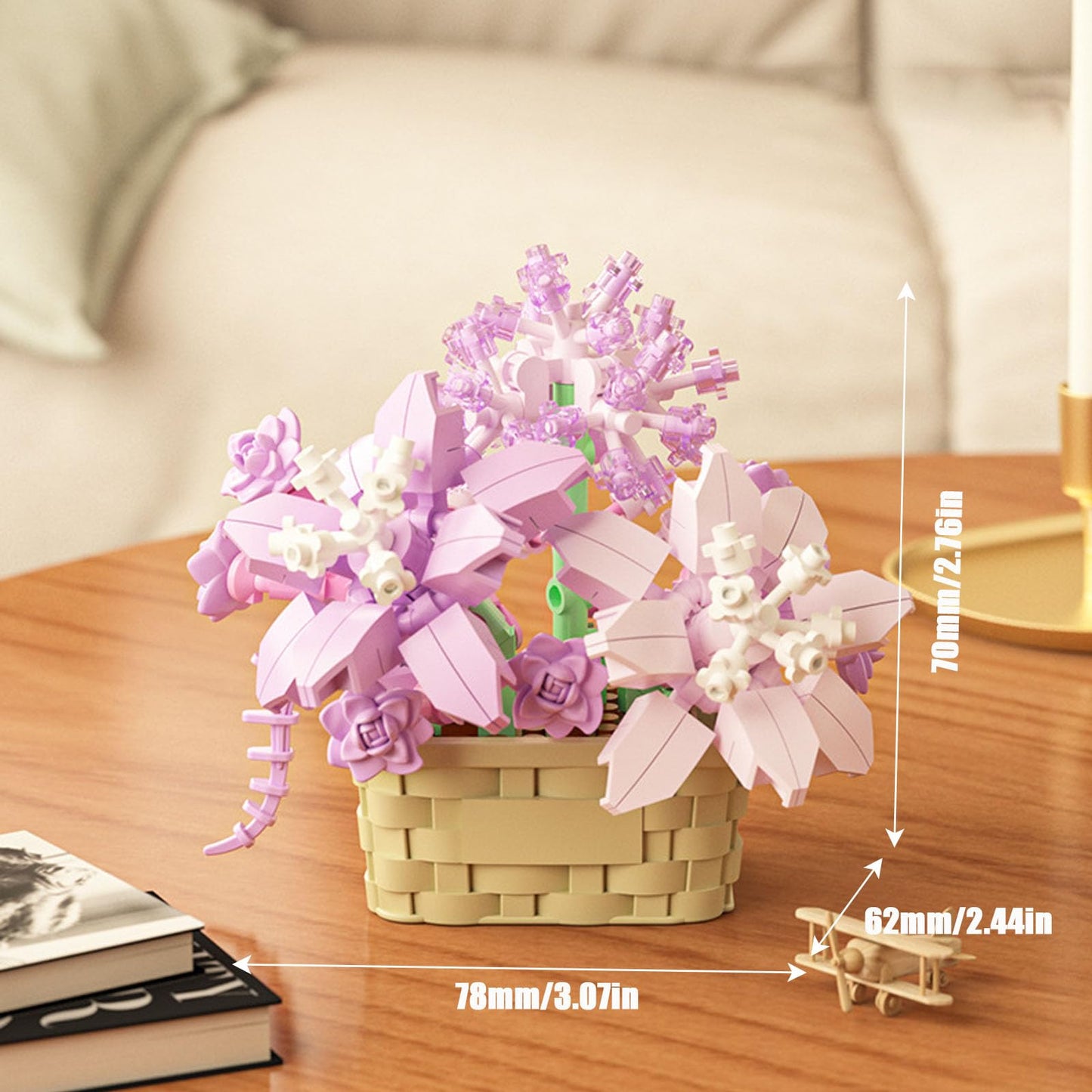 Vilbocr Mini Flowers Building Block Set – Flower Blocks Toys, Violet Botanical Collection, 201 Pcs