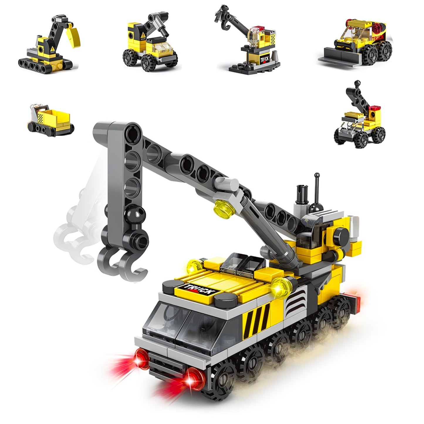 Vilbocr Rescue Construction Truck Building Blocks Set — 7 in 1 STEM Toy for Kids 6-12 | Fire Truck & Emergency Playset