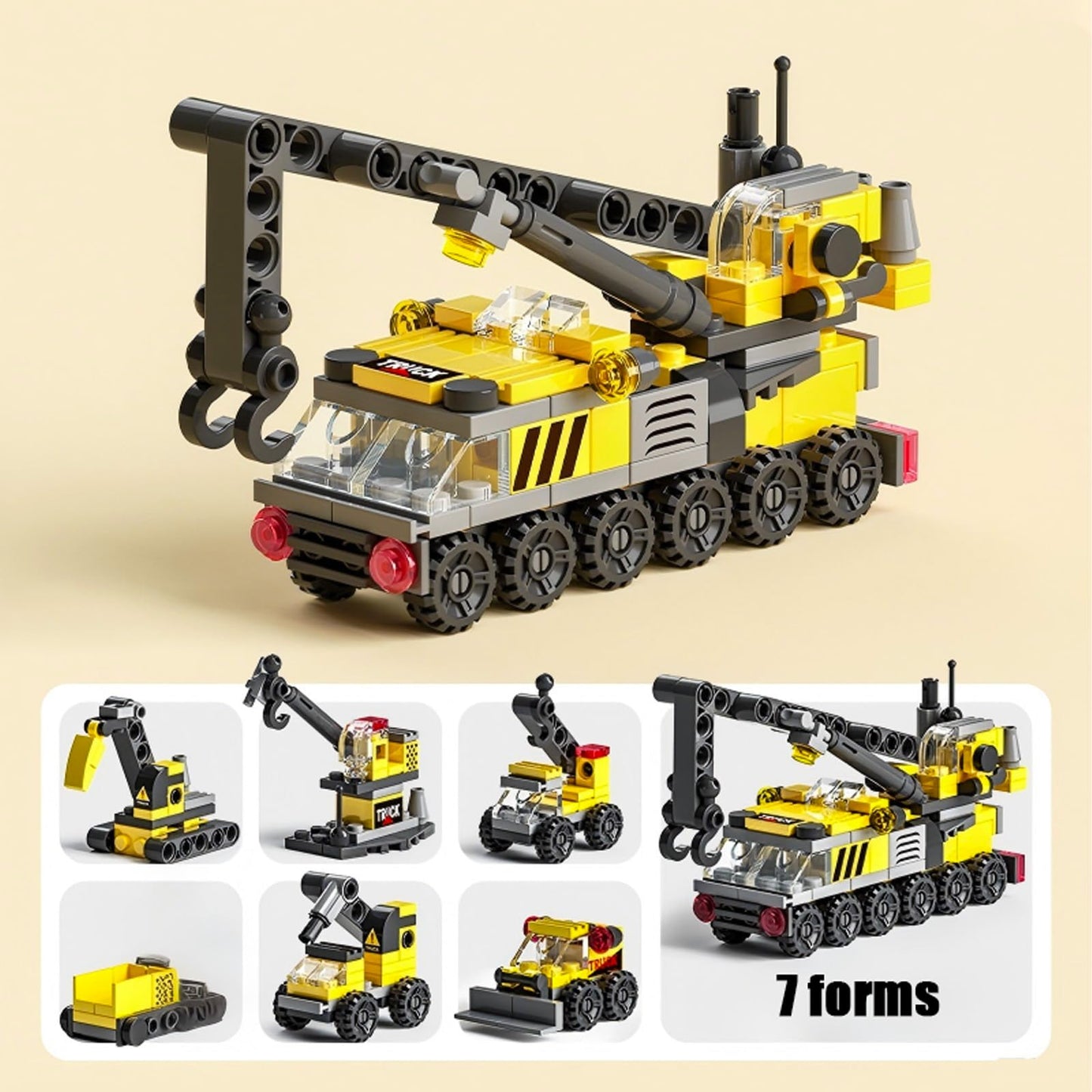 Vilbocr Rescue Construction Truck Building Blocks Set — 7 in 1 STEM Toy for Kids 6-12 | Fire Truck & Emergency Playset