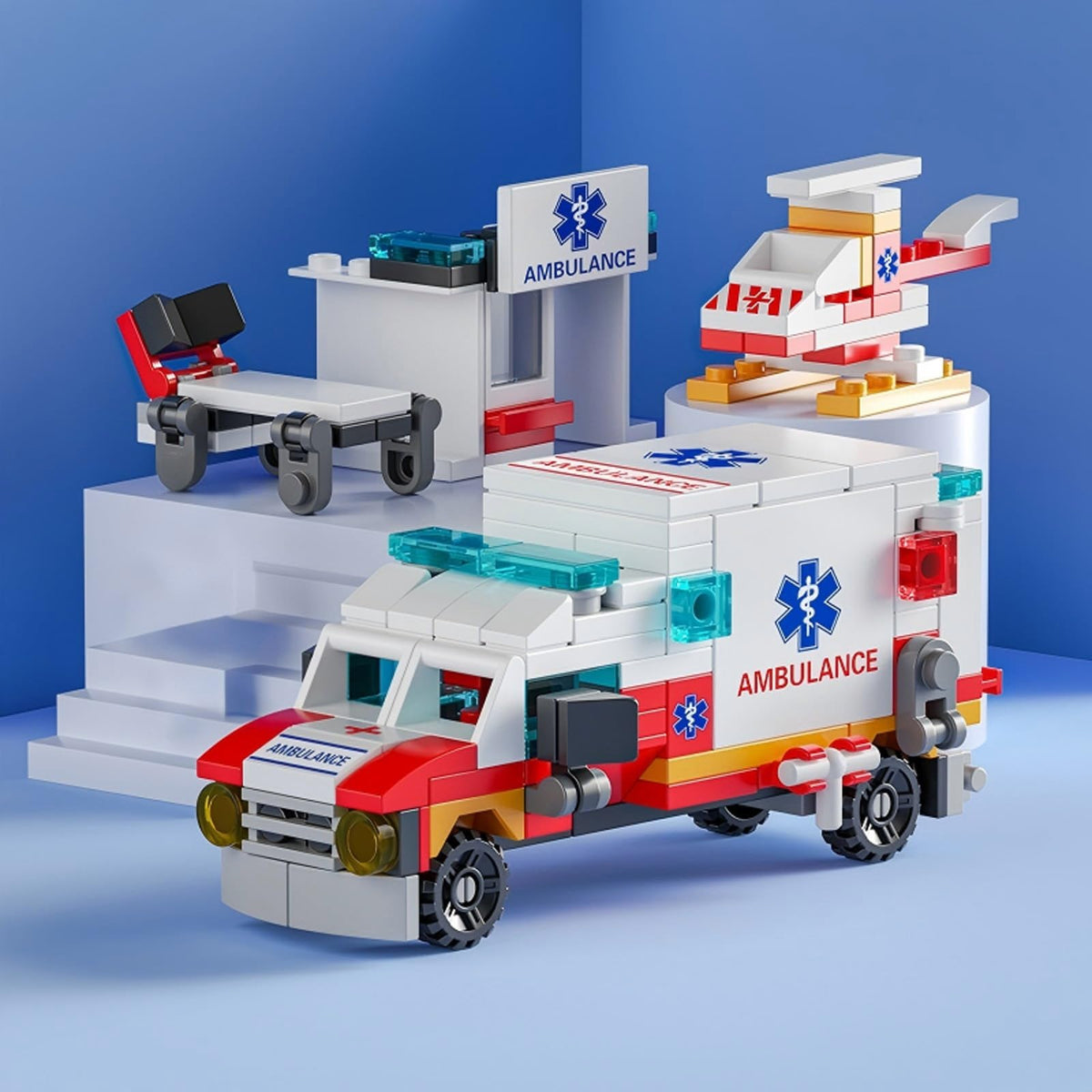 Vilbocr Ambulance Building Blocks Toy (122 Pieces) – 7 in 1 Emergency Vehicle Set for STEM Play, Ages 4-10