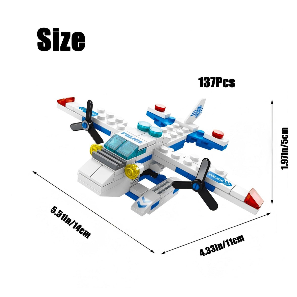 Vilbocr Sky Police Airplane Building Blocks – 137 PCS STEM 7-in-1 Kit (Police/Rescue/Fighter Jet)