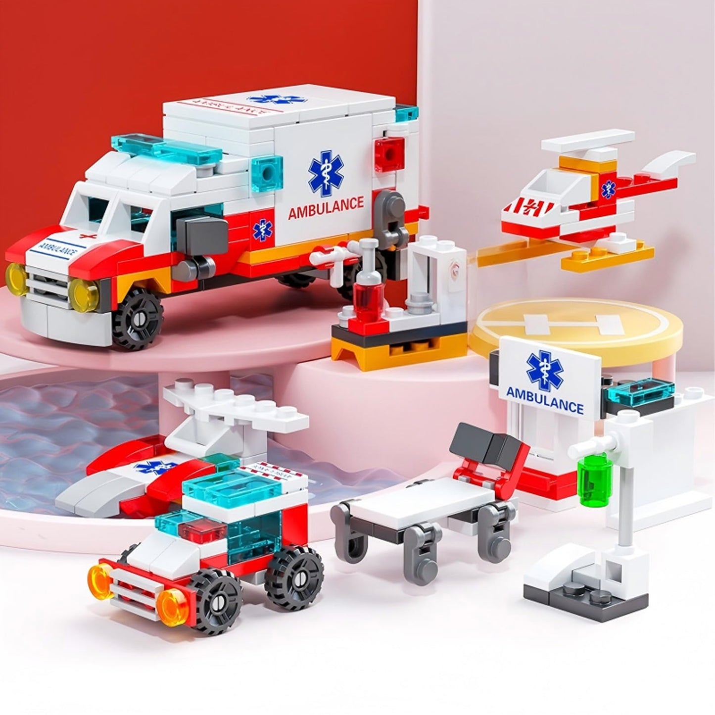 Vilbocr Ambulance Building Blocks Toy (122 Pieces) – 7 in 1 Emergency Vehicle Set for STEM Play, Ages 4-10