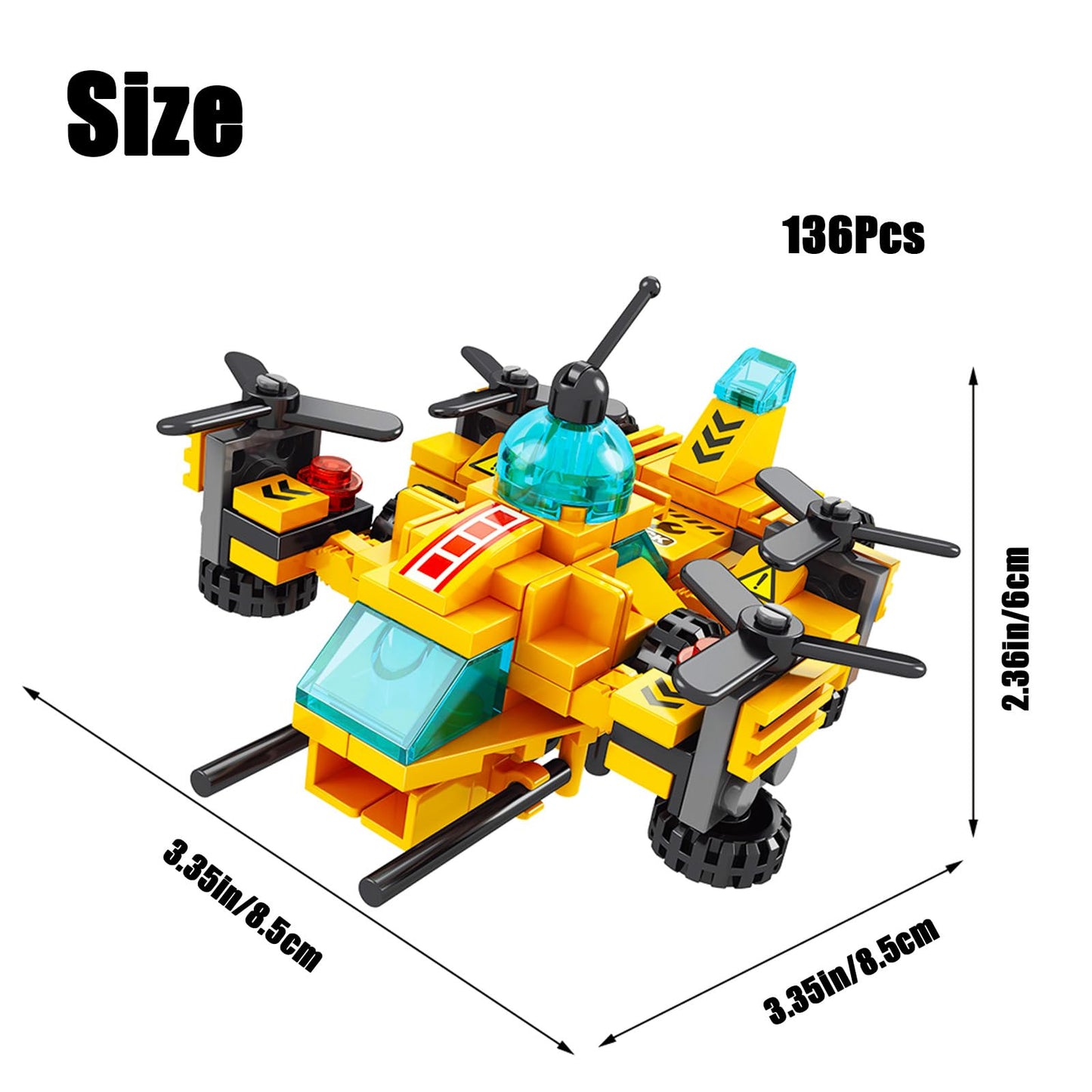 Vilbocr 136-Piece Urban Engineering Building Blocks Set - Build 7 Cool Models: Construction Airplane, Vehicles, Submarine & More | STEM Toys for Kids Ages 6-12 | Creative Gift for Boys & Girls