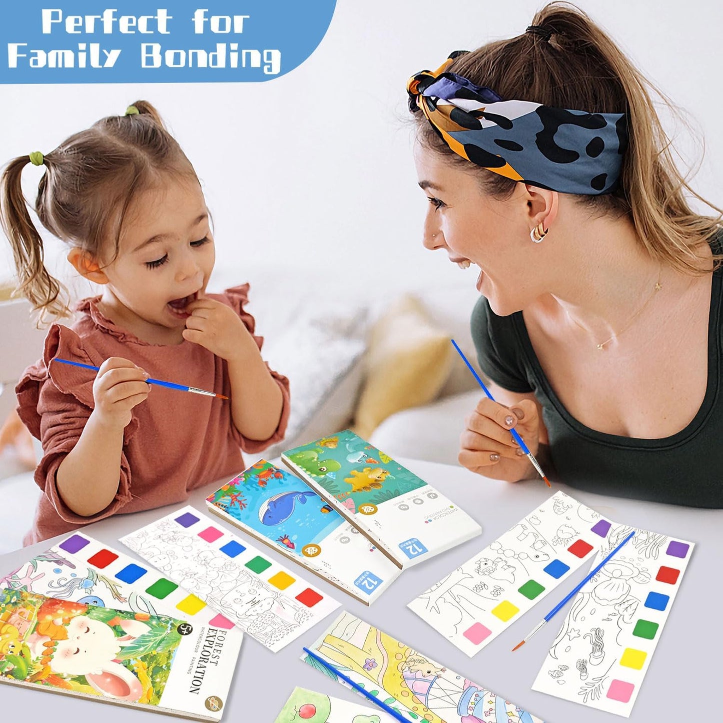 Vileafy Water Coloring Books for Kids 4-8 — 3-Pack Mess-Free Paint with Water