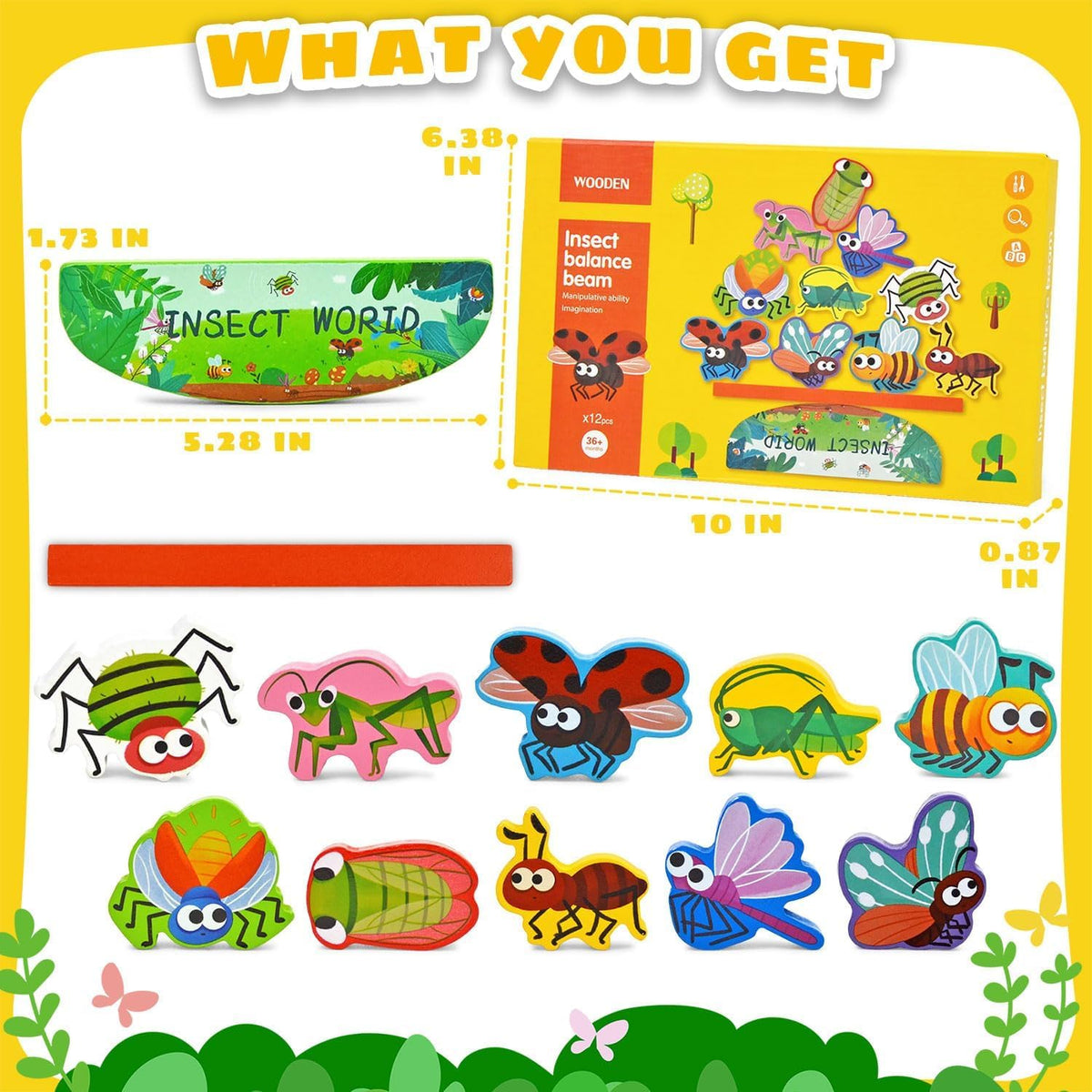 Vileafy Wooden Insect Toys for Kids – Montessori Bug Figurines & Fine Motor Blocks