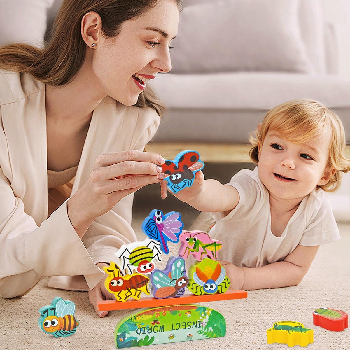 Vileafy Wooden Insect Toys for Kids – Montessori Bug Figurines & Fine Motor Blocks