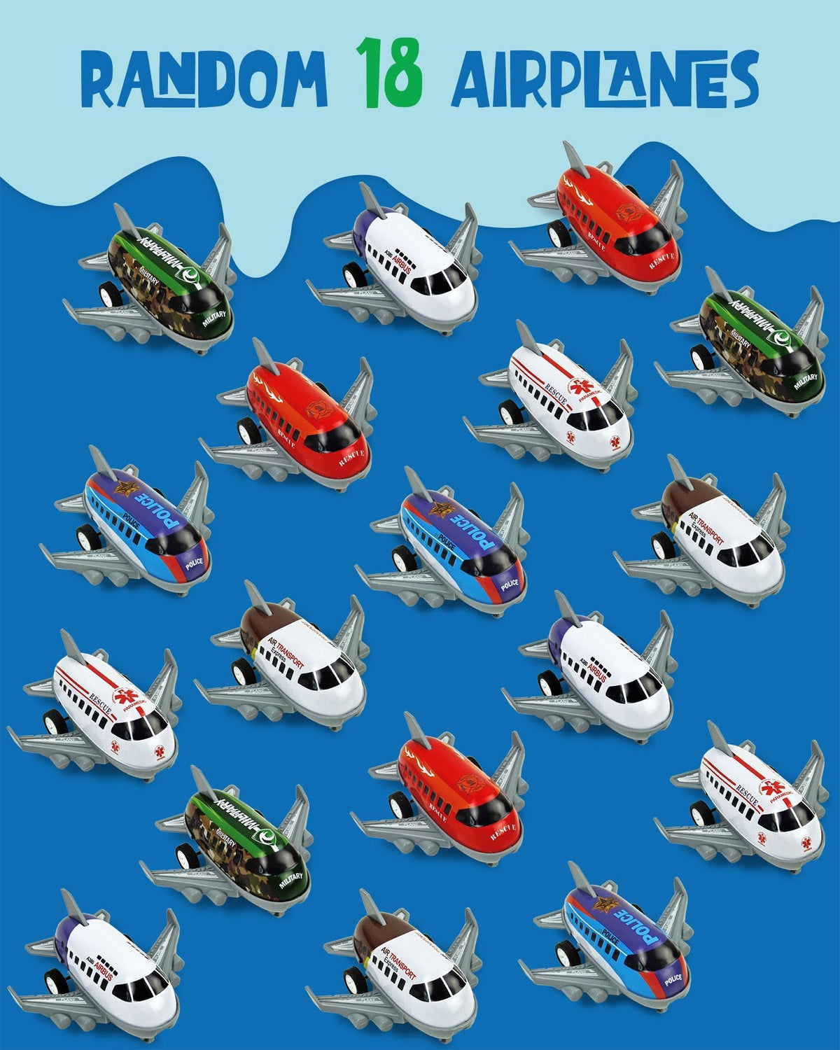 Vileafy 18 Toy Airplanes – Pull-Back Plane Toys for Kids 3-5, Party Favors & Classroom Prizes