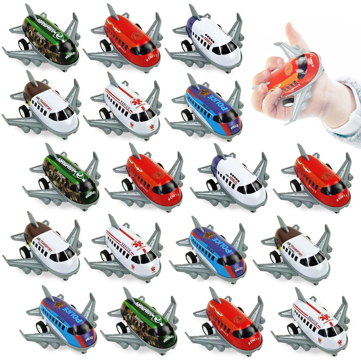 Vileafy 18 Toy Airplanes – Pull-Back Plane Toys for Kids 3-5, Party Favors & Classroom Prizes