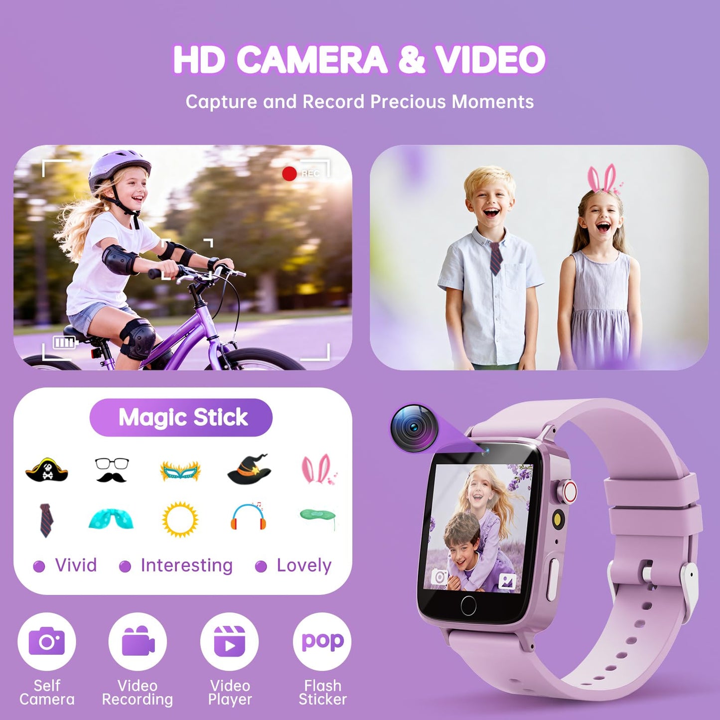 Vilicert Kids Games Watch – 26 Puzzle Games, HD Camera, Touch Screen for Ages 4–12