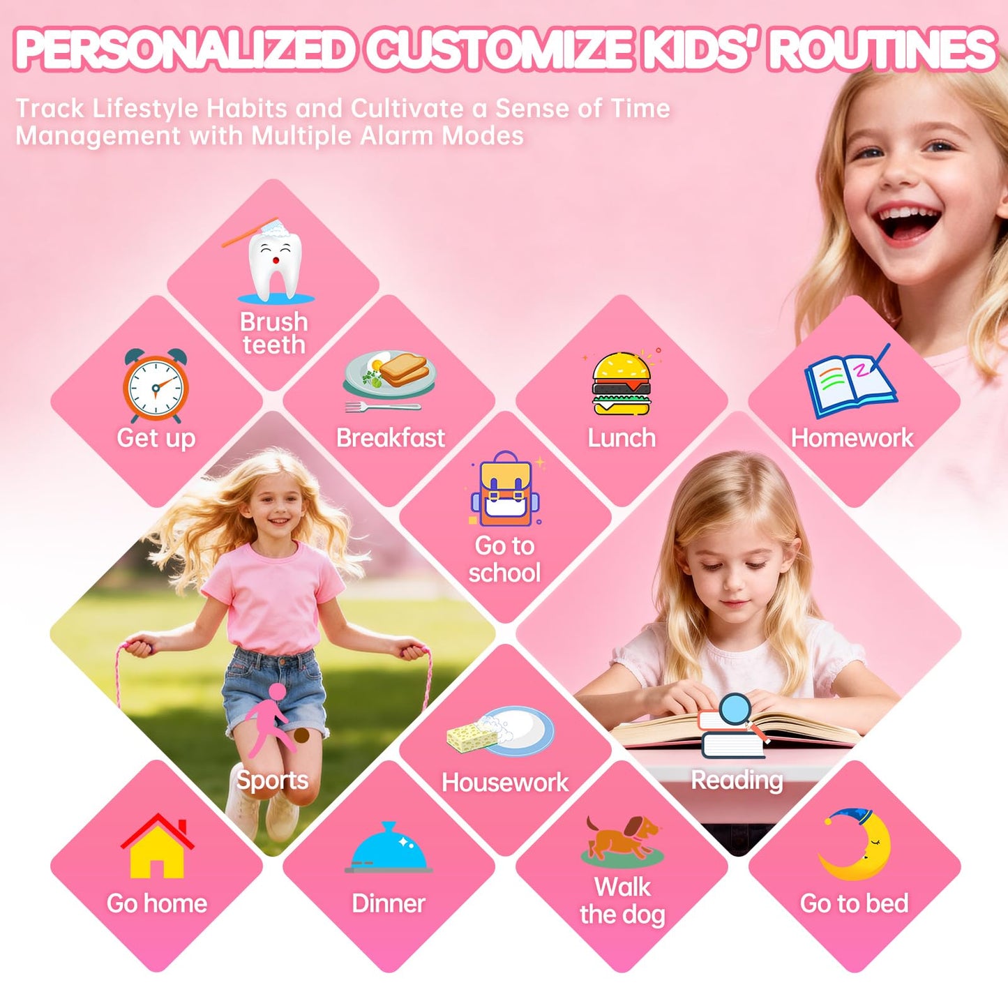 Vilicert Kids Games Watch Pink – 26 Puzzle Games, Touch Screen, 300k Camera, Ages 4-12