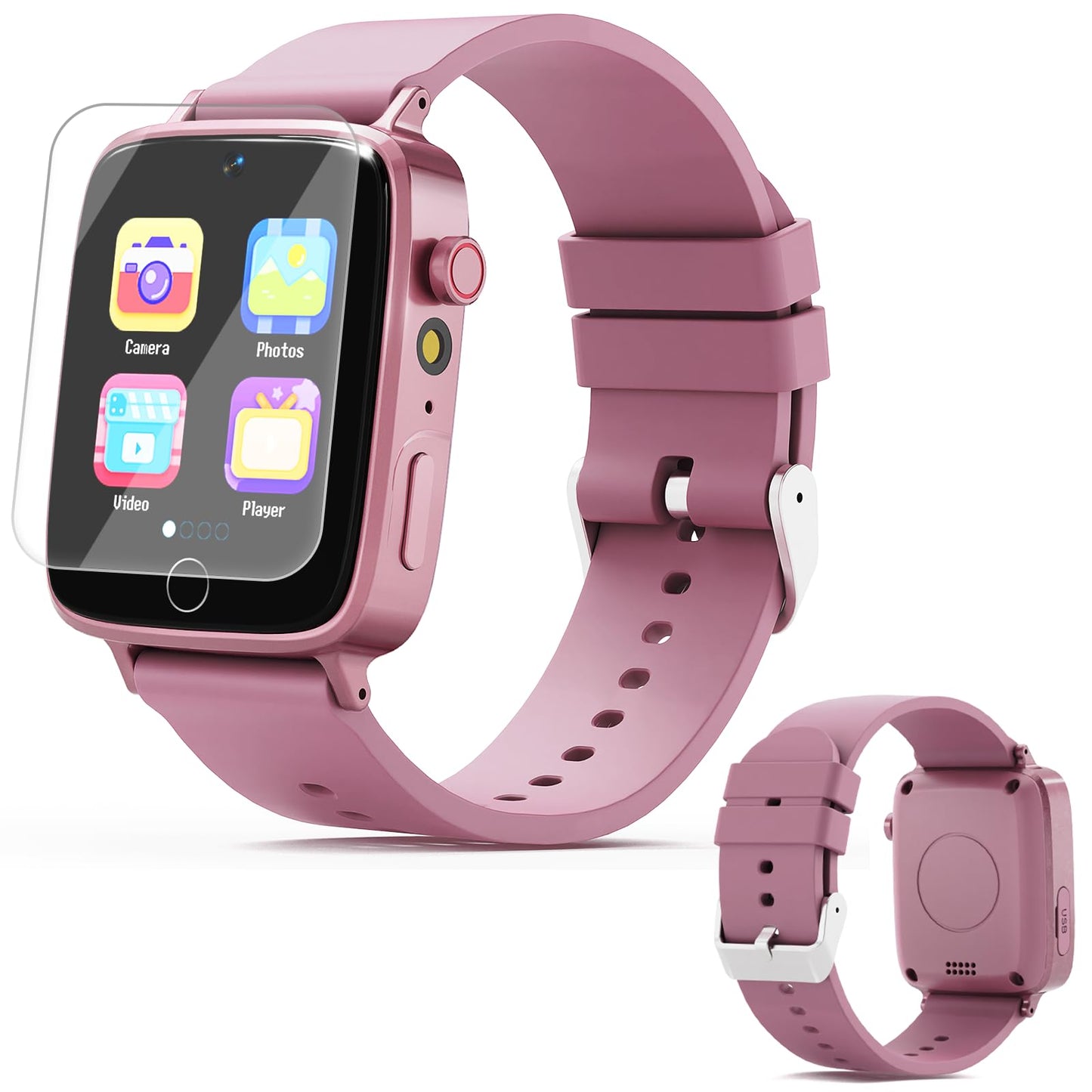 Vilicert Kids Games Watch Pink – 26 Puzzle Games, Touch Screen, 300k Camera, Ages 4-12