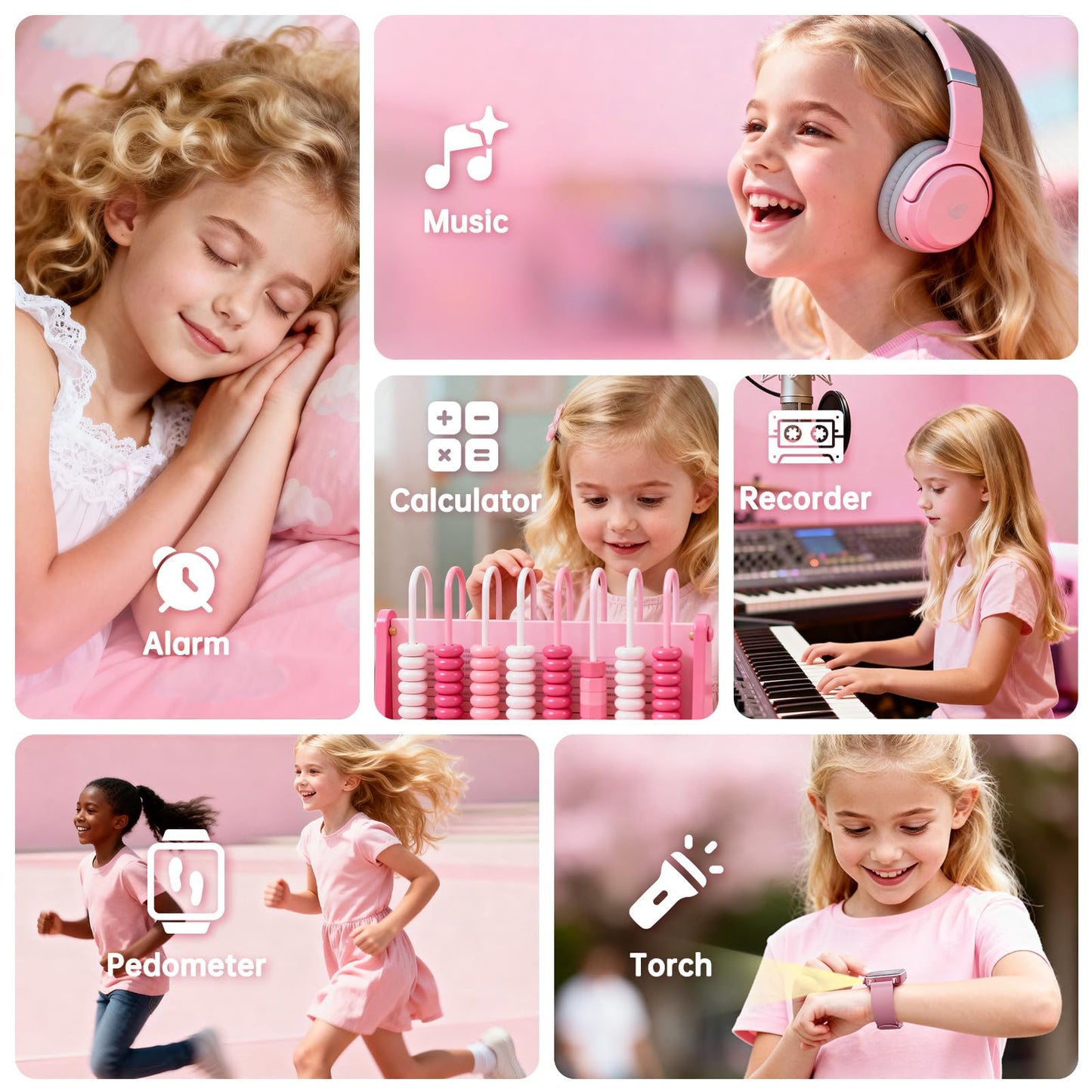 Vilicert Kids Games Watch Pink – 26 Puzzle Games, Touch Screen, 300k Camera, Ages 4-12