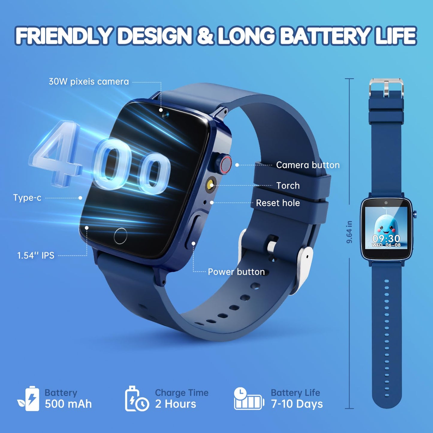Vilicert Smart Watch for Kids – 26 Puzzle Games, HD Touch Screen, Camera & More