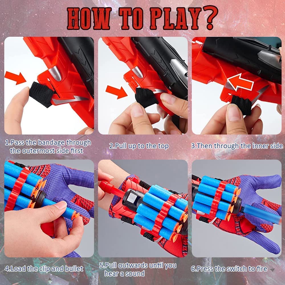 Vinciph Spider Web Shooter & Wrist Launcher Toy Set – Hero Role-Play Fun
