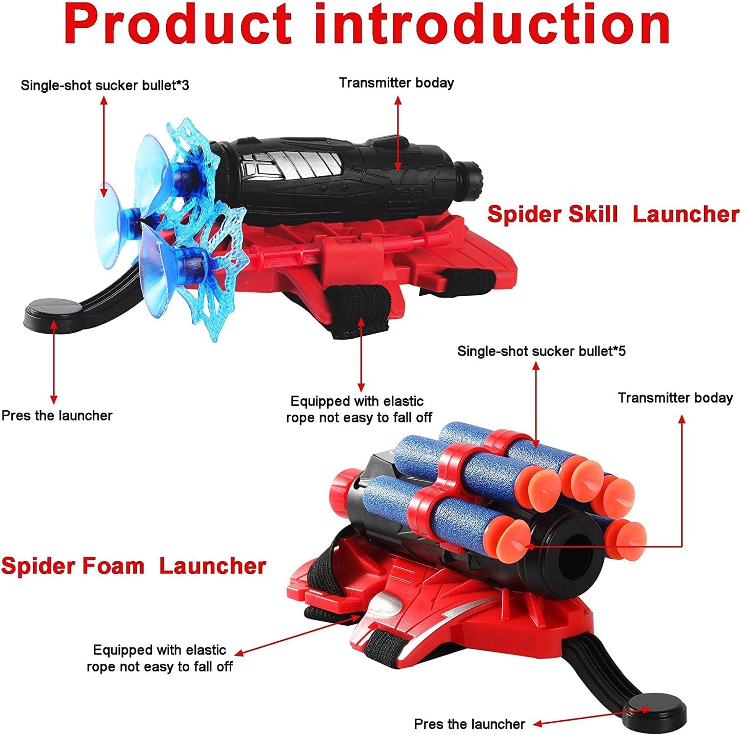 Vinciph Spider Web Shooter & Wrist Launcher Toy Set – Hero Role-Play Fun