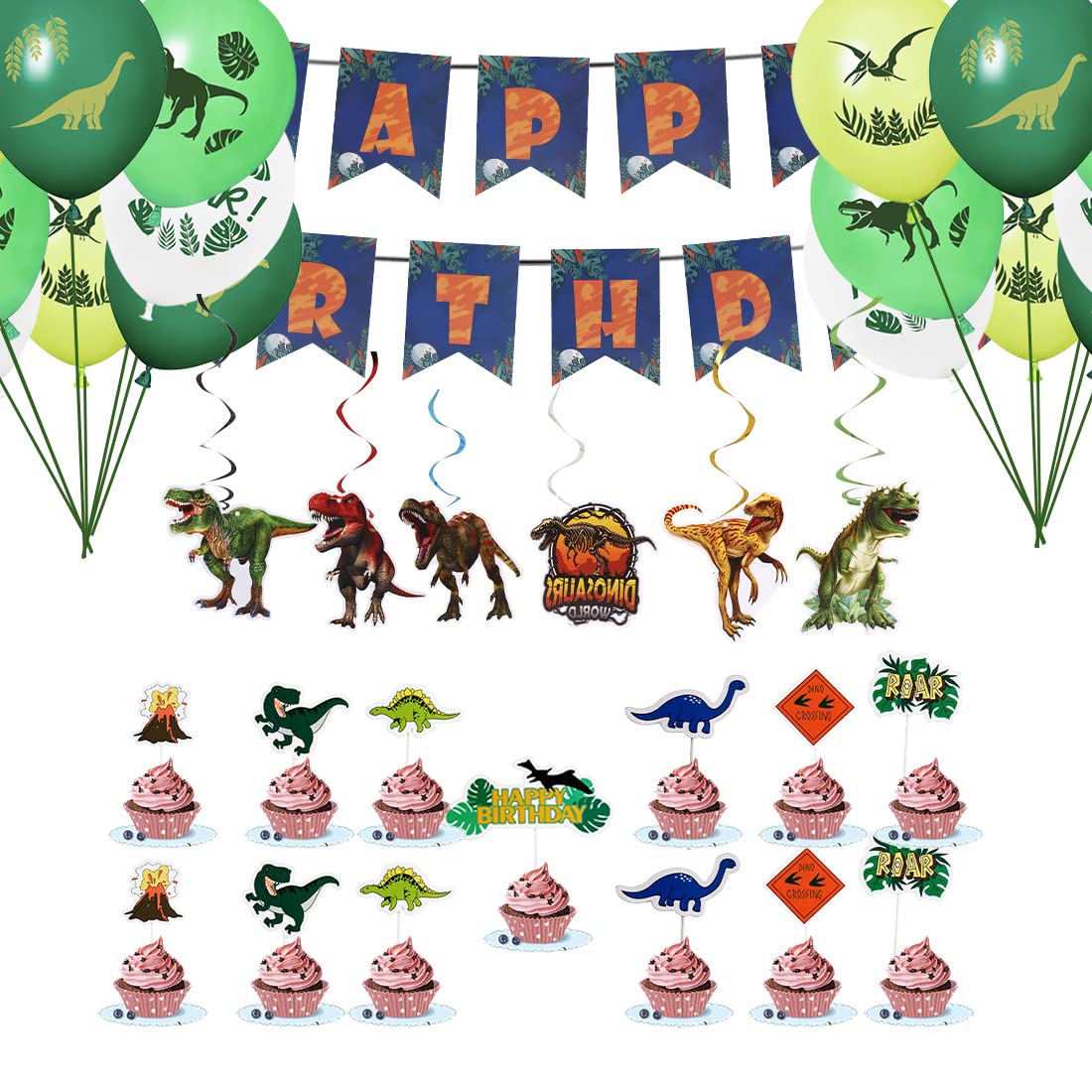 Vinfo Dinosaur Birthday Party Supplies Kit for Boys – All-in-One Dino Decor for 20 Guests