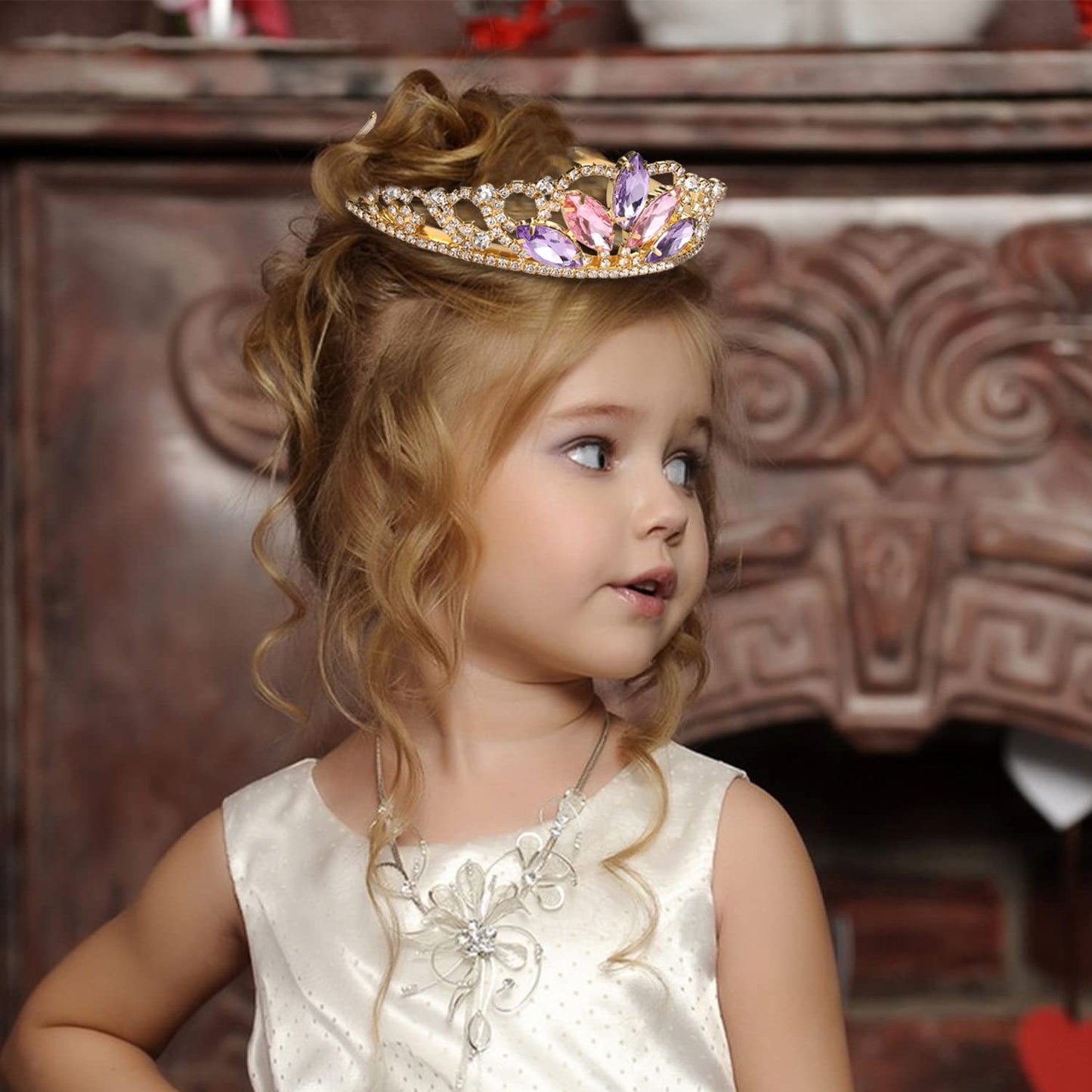 Vinjewelry Rapunzel Tiara – Gold Crown for Kids & Adults | Dress-Up Sparkle