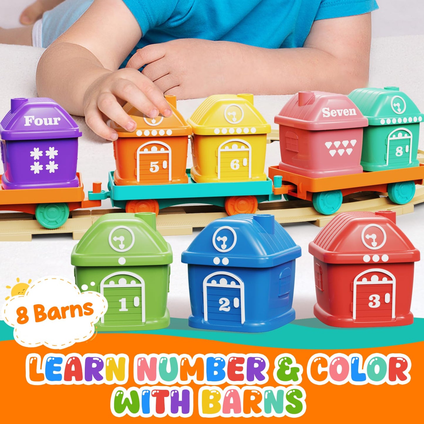 Vinkp Toddler Train Set 1-2-3 Years | Light & Sound Montessori Learning Toy