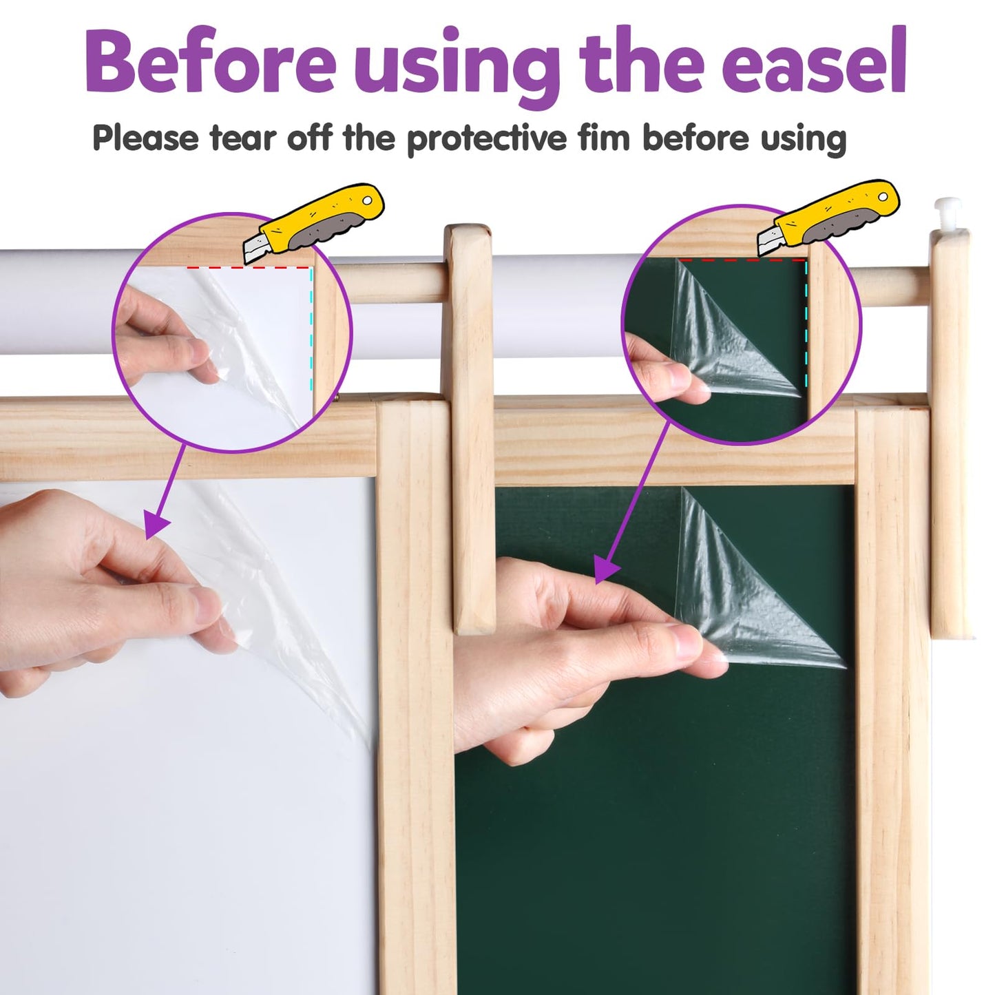 Vinlon Art Easel for Kids – 3-in-1 Whiteboard & Chalkboard, Adjustable Height