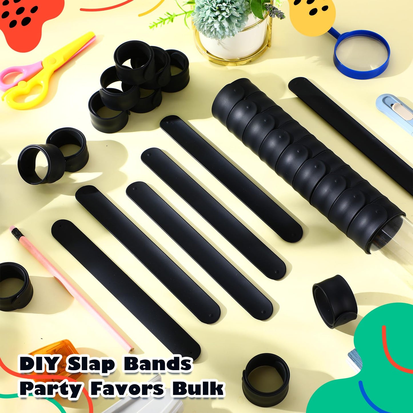 Vinsot 30-Pack Silicone Slap Bracelets – Blank DIY Wristbands for Kids, Parties & Classroom Crafts