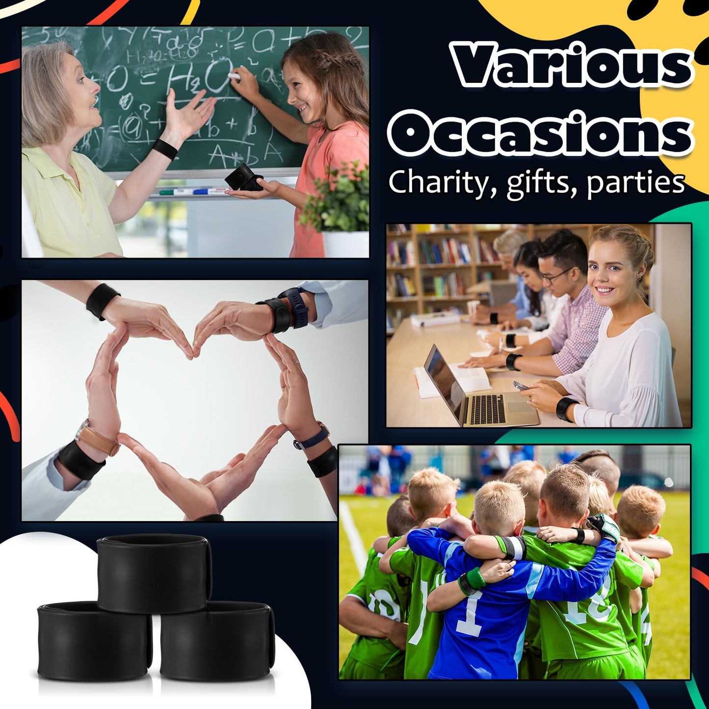 Vinsot 30-Pack Silicone Slap Bracelets – Blank DIY Wristbands for Kids, Parties & Classroom Crafts