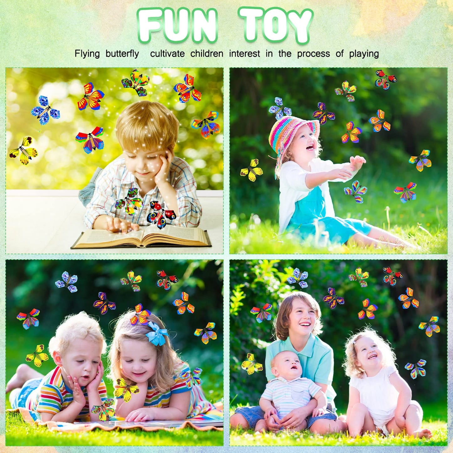 Vinsot 100 Flying Butterfly Wind-Up Bookmarks — 10 Styles
