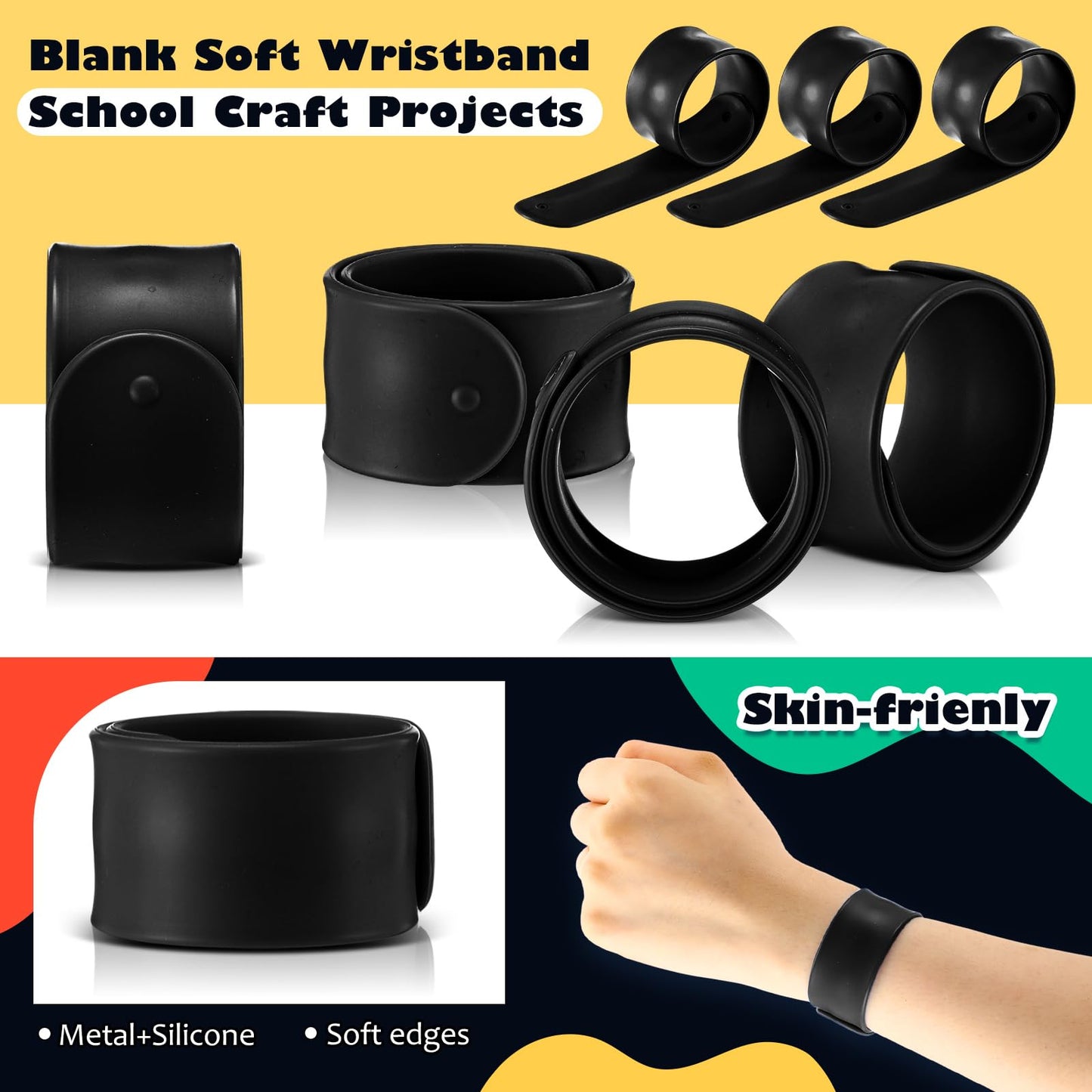 Vinsot 30-Pack Silicone Slap Bracelets – Blank DIY Wristbands for Kids, Parties & Classroom Crafts