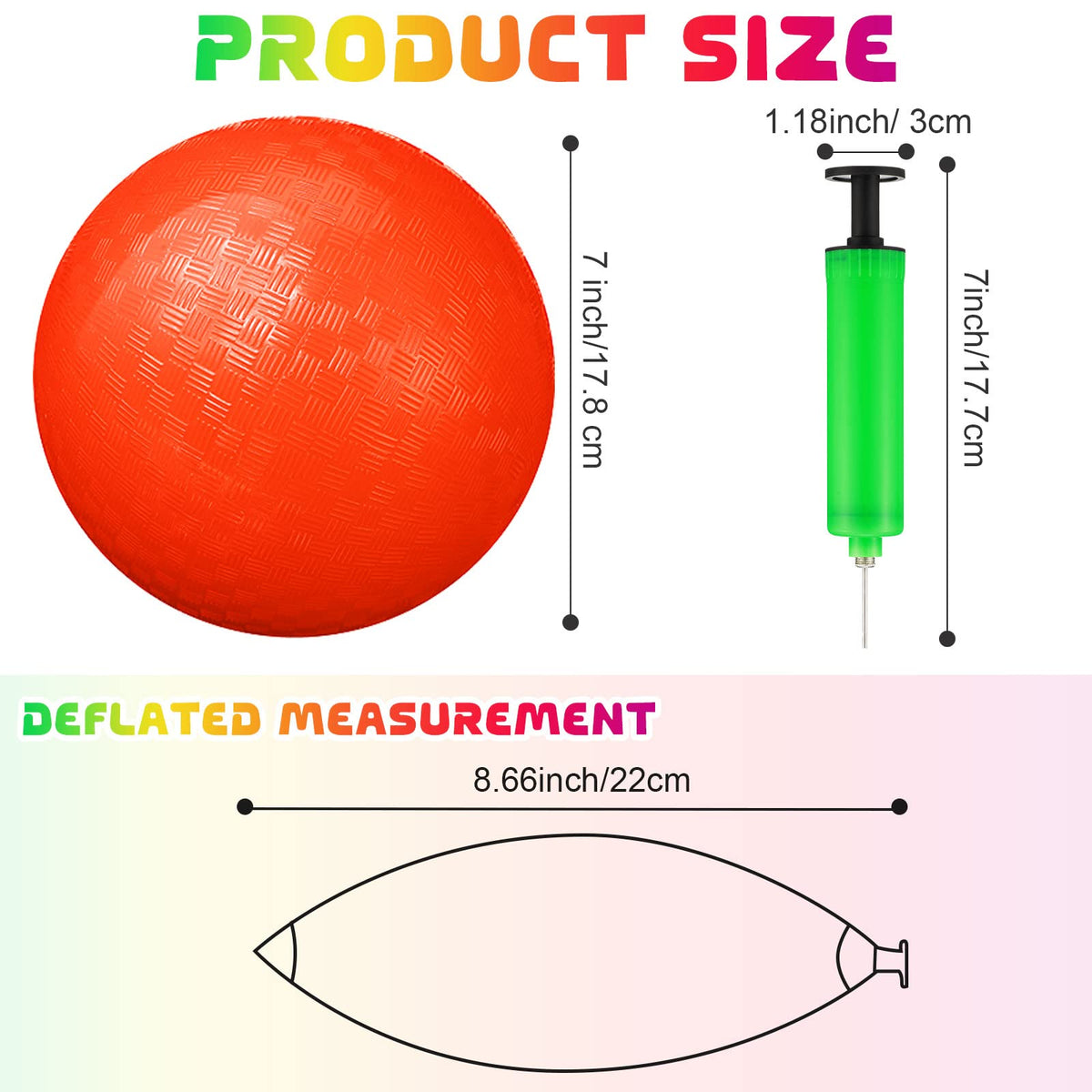 Vinsot 12 Pack 8.5 Inch Playground Balls with Pump – Bulk Bouncy Balls for Kids, Indoor & Outdoor (Mixed Color)